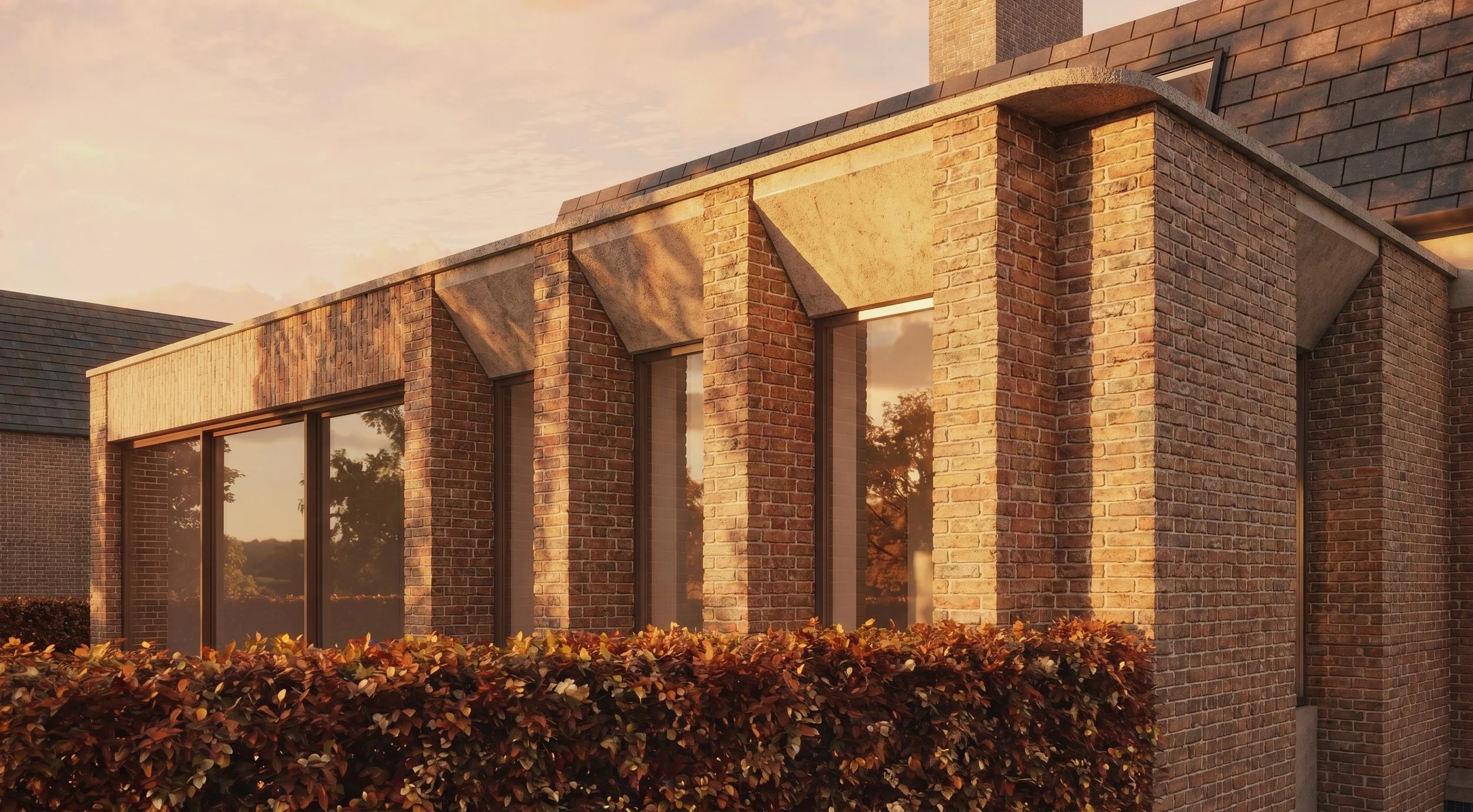 Tapered stone reveal and glazing detail on rear extension, Broom Stratford — Pier by Studio Context