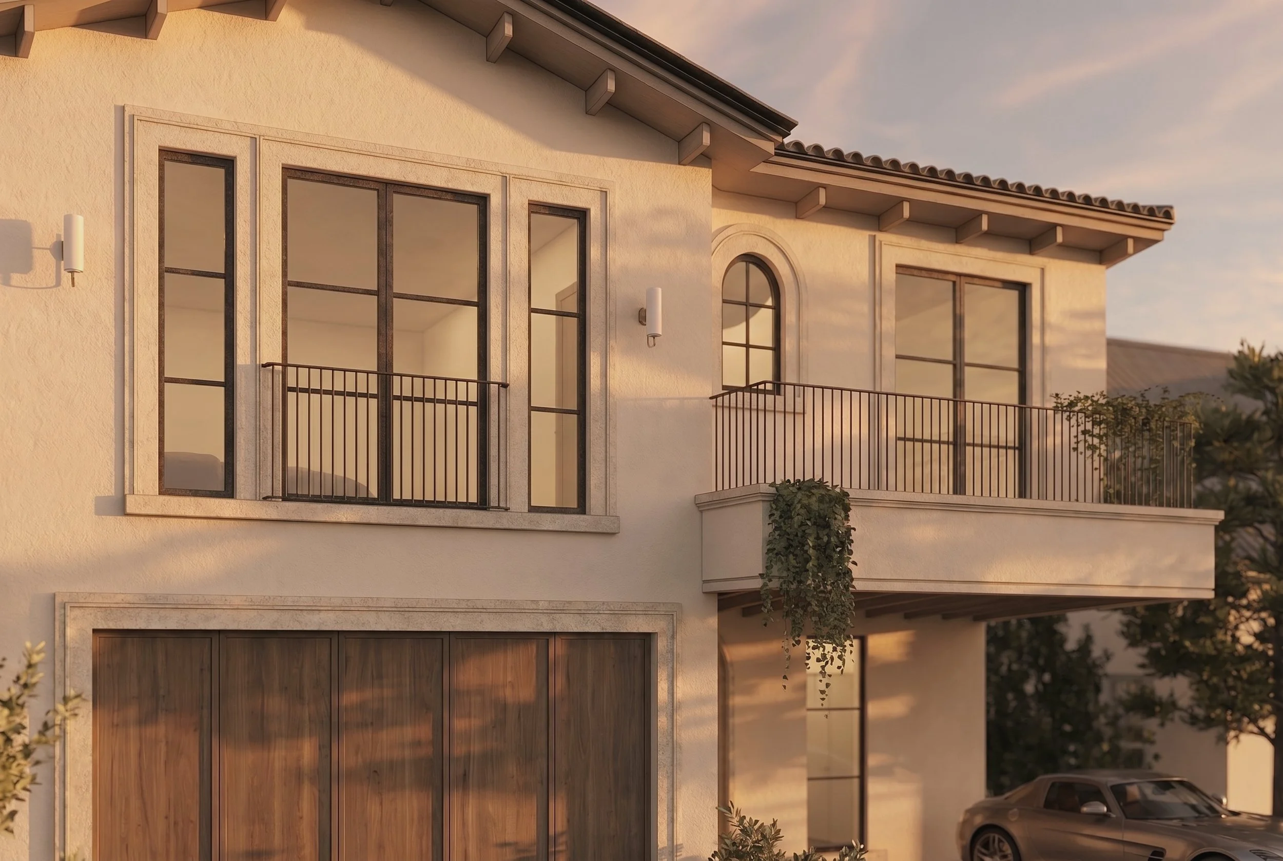 Front elevation of Spanish Revival new build at concept stage, Los Angeles — Revival by Studio Context