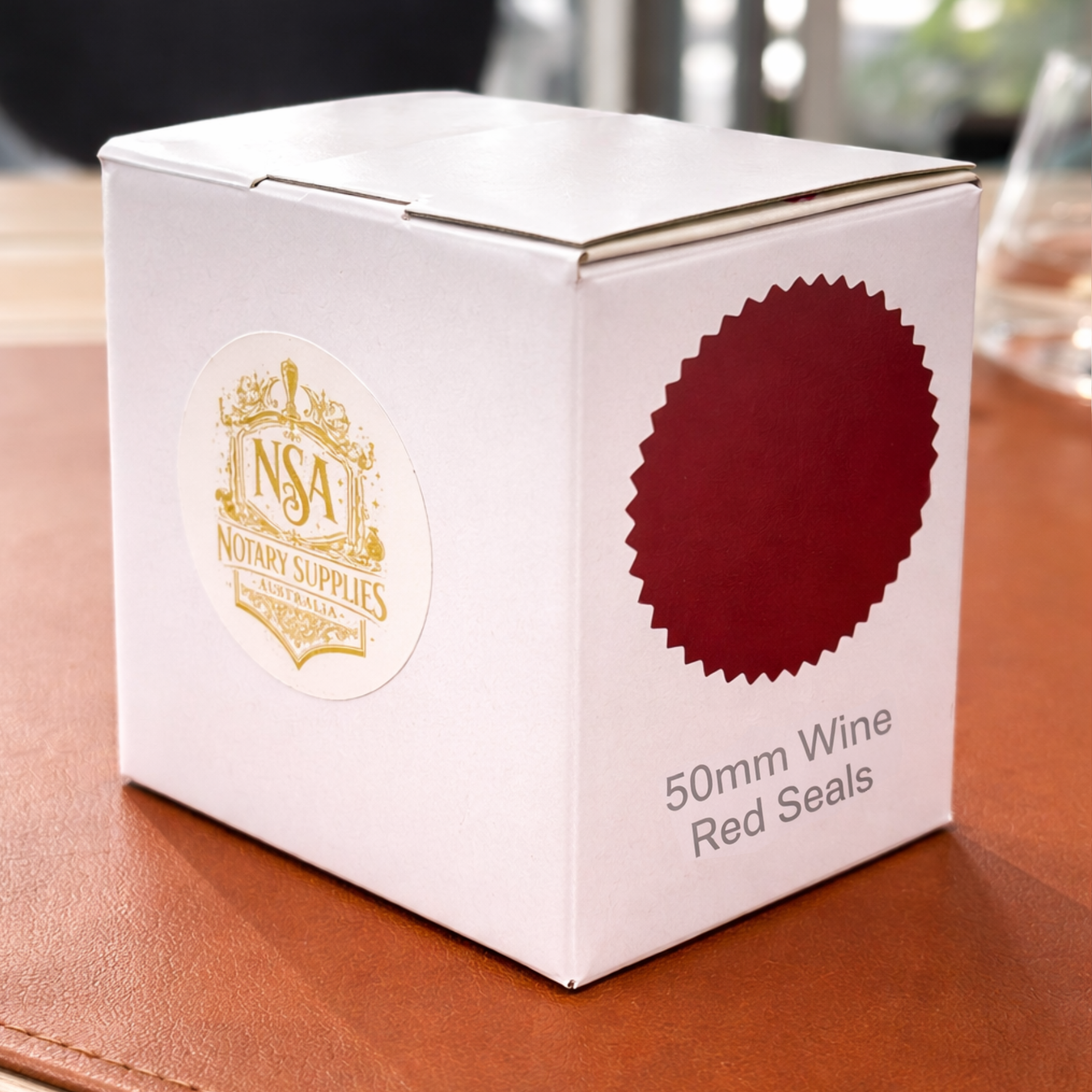 Wine Red Notarial Seals (50mm) (100 seal pk)