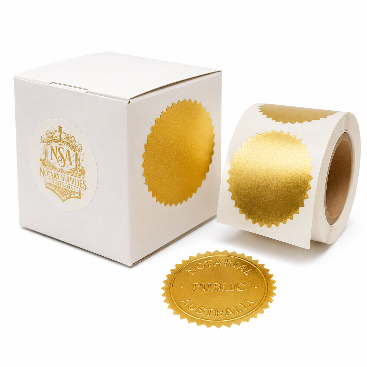Gold Foil Notarial Seals (50mm) (100 seal pk)