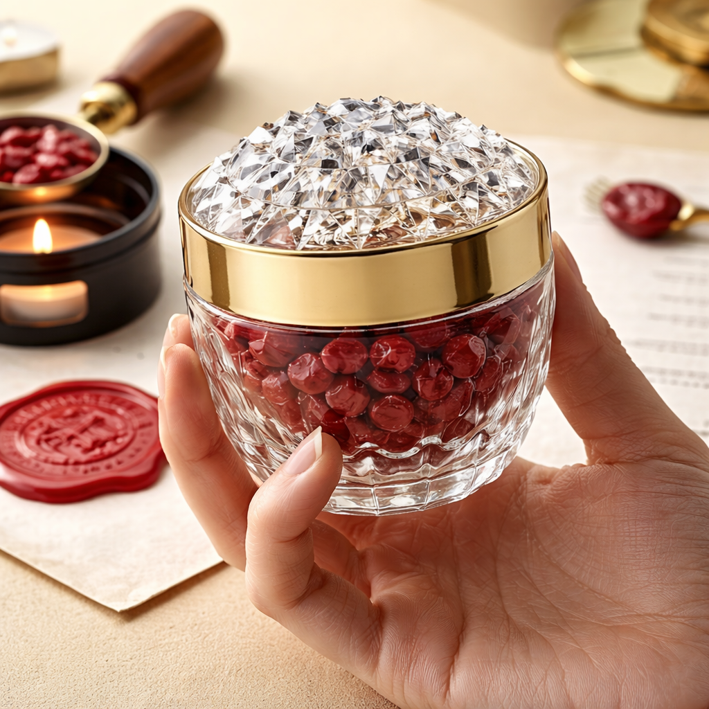 Elegant gold glass jar with twist-off lid