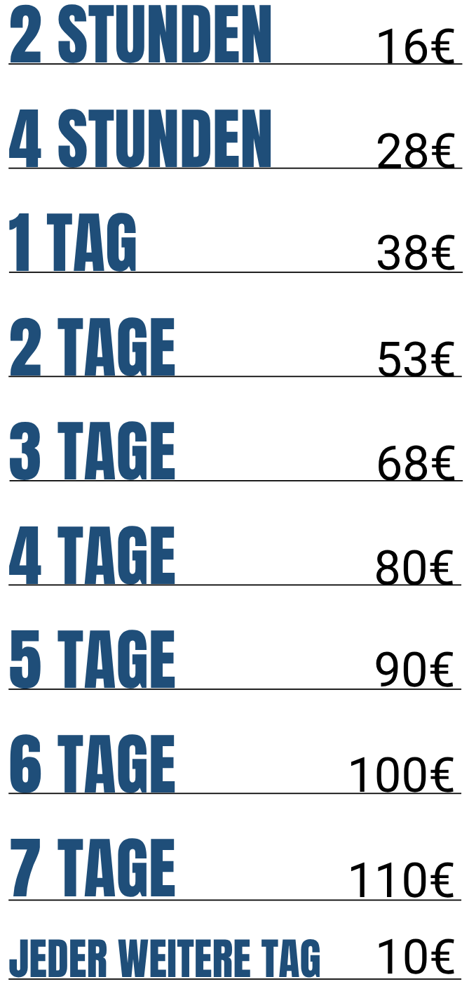 Der Text zeigt verschiedene Zeitangaben in Tagen und Stunden, beginnend mit 2 Stunden, 4 Stunden, 1 Tag, 2 Tage, 3 Tage, 4 Tage, 5 Tage, 6 Tage, 7 Tage und die Phrase "Jeder weitere Tag".