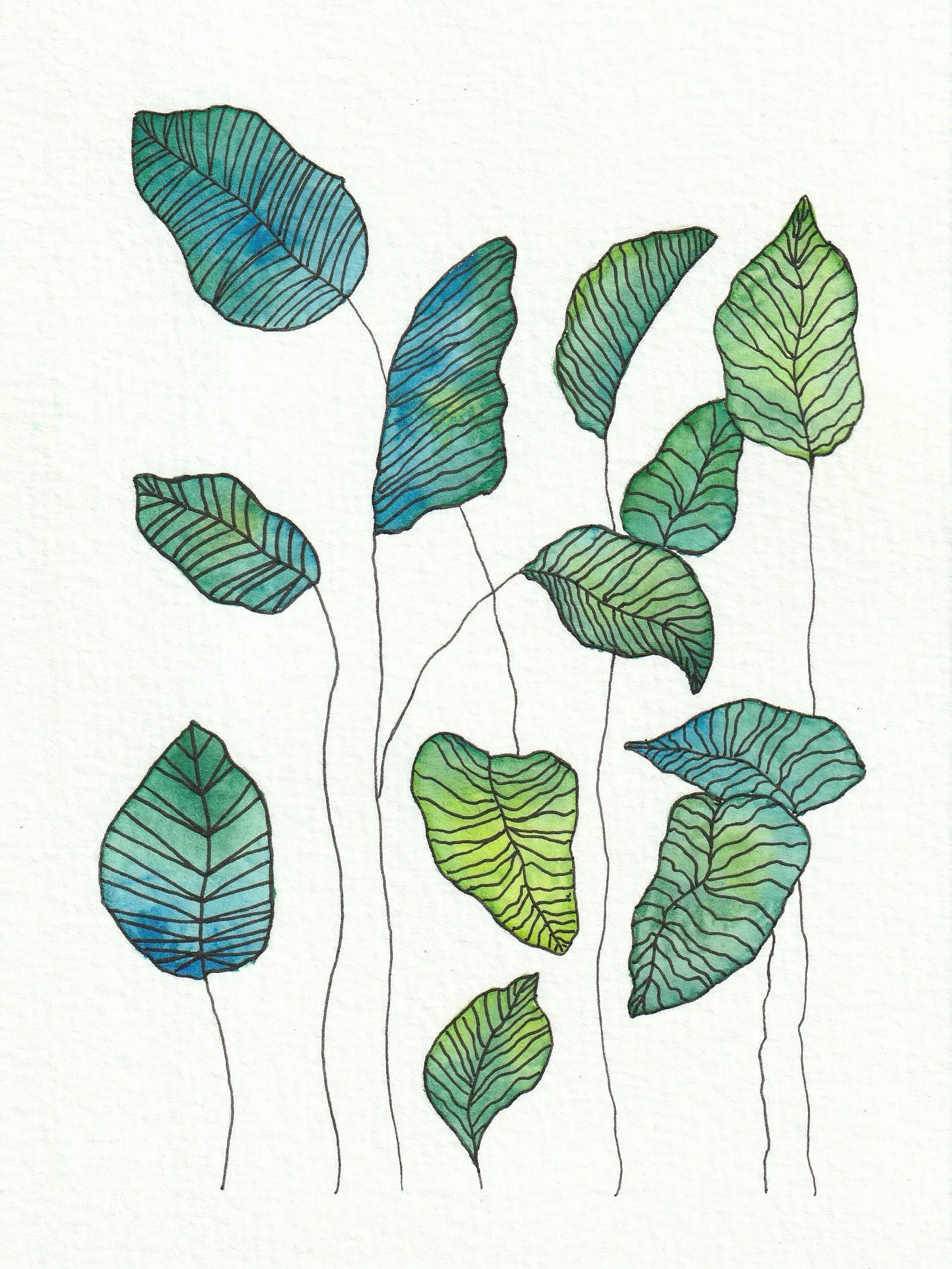 Random Leaves. 12 x 16 cm