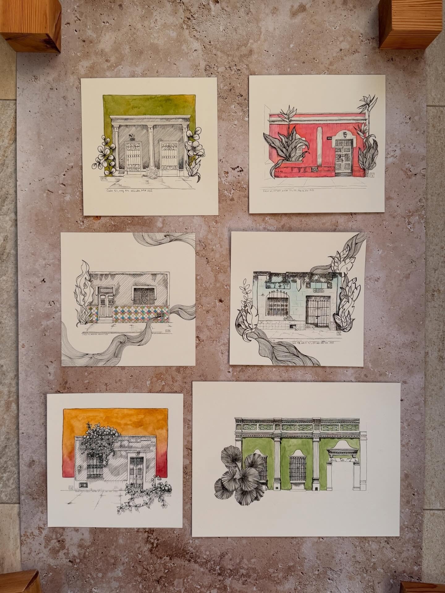 Sometimes I get lost in the creation phase and I loose sight of the bigger picture (literally). I am currently working on a series of drawings based on my trips to Merida and Campeche in Mexico. I like to imagine what happens behind their doors and h