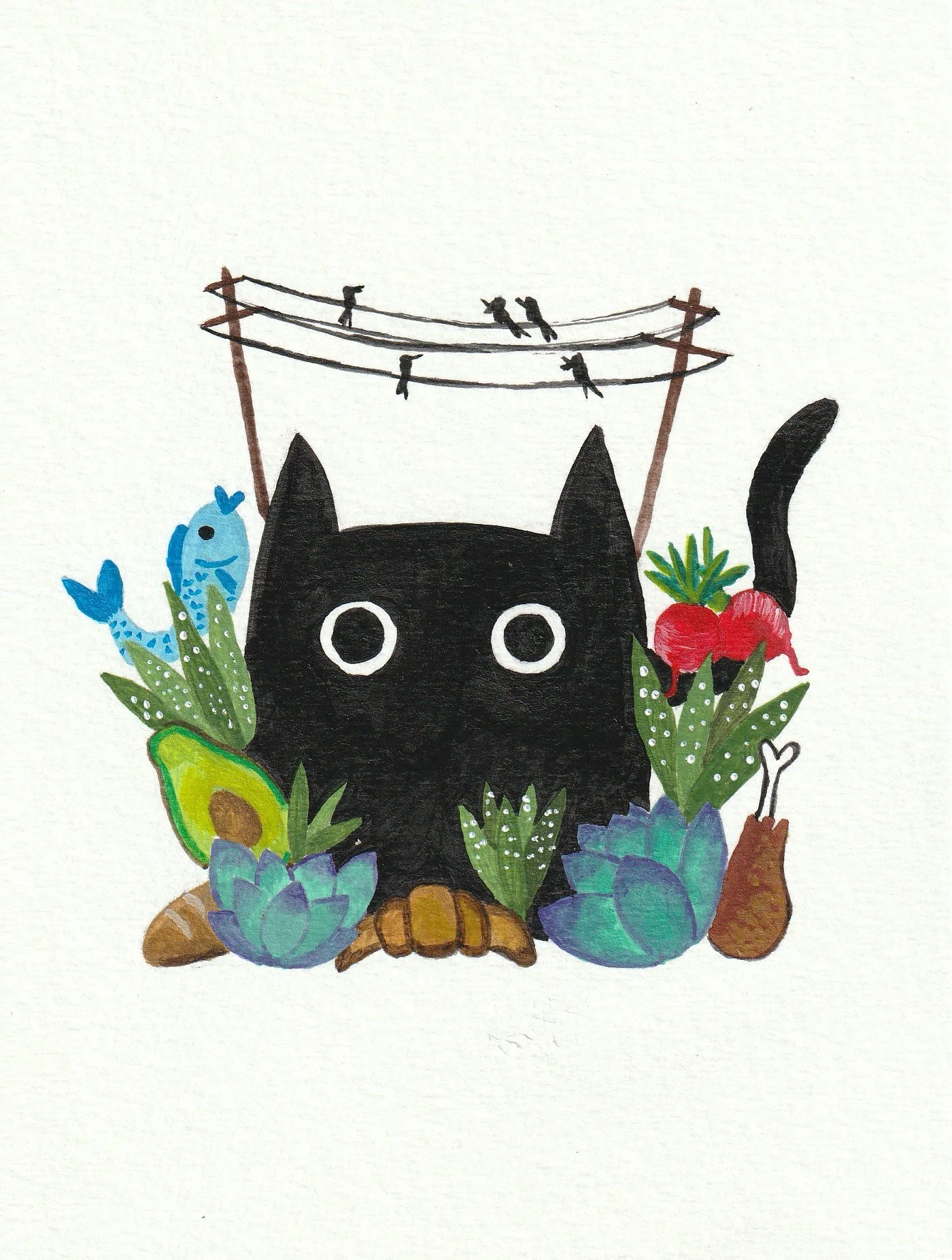 Gato de mercado. 12 x 16 cm