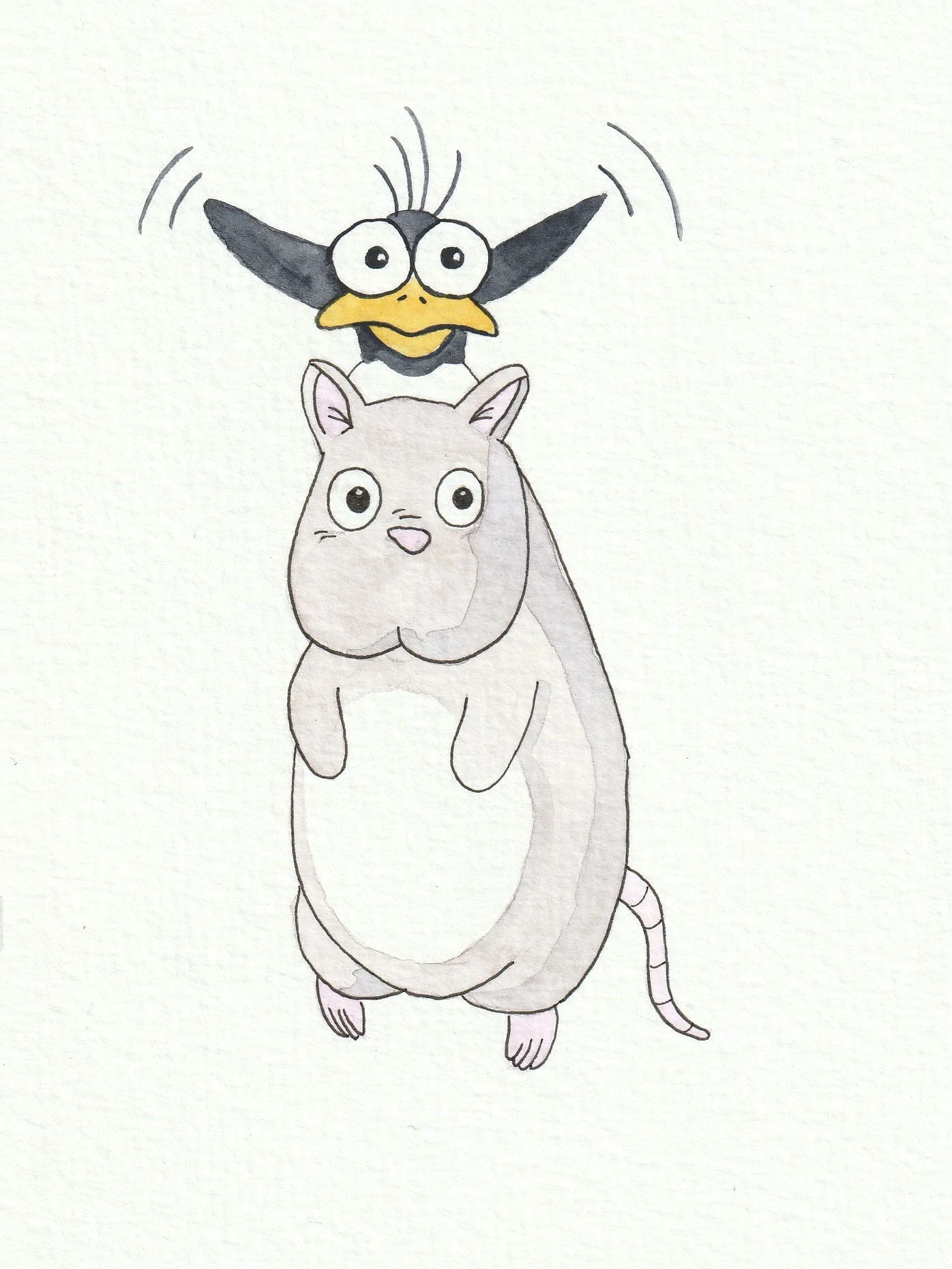 Boh and crow. 12 x 16 cm