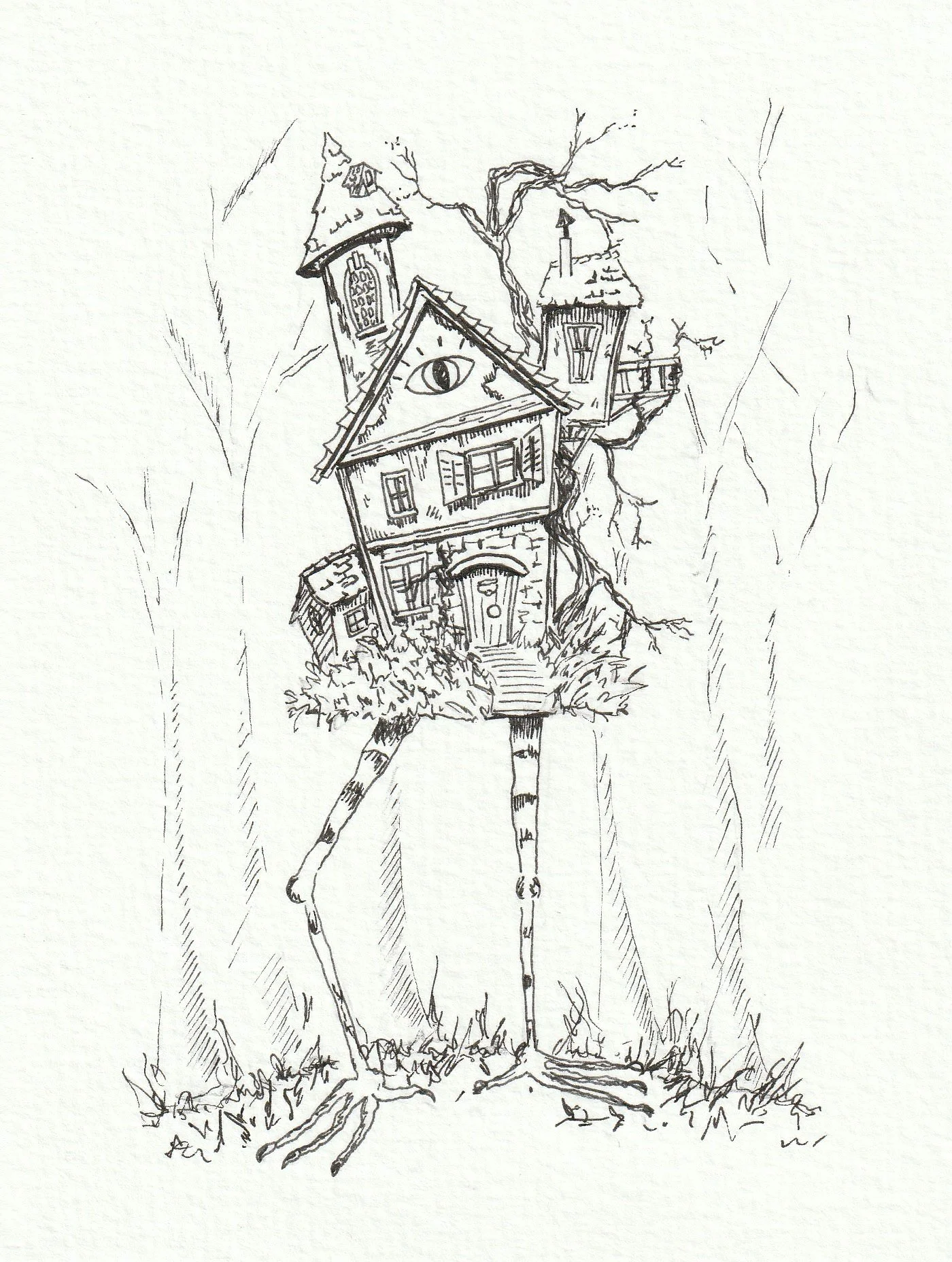 Baba Yaga's house. 12 x 16 cm