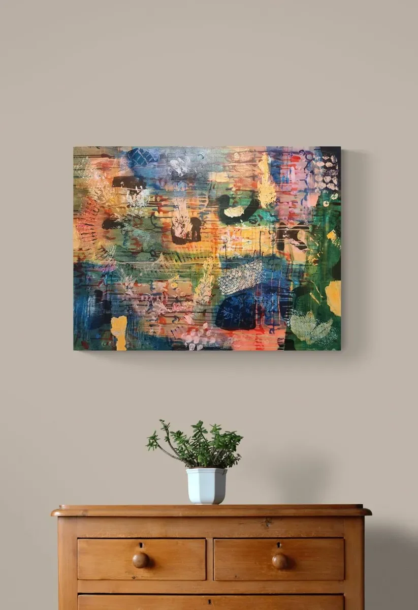 Large acrylic abstract Stretched canvas  106cm x 81cm x 1.5cm