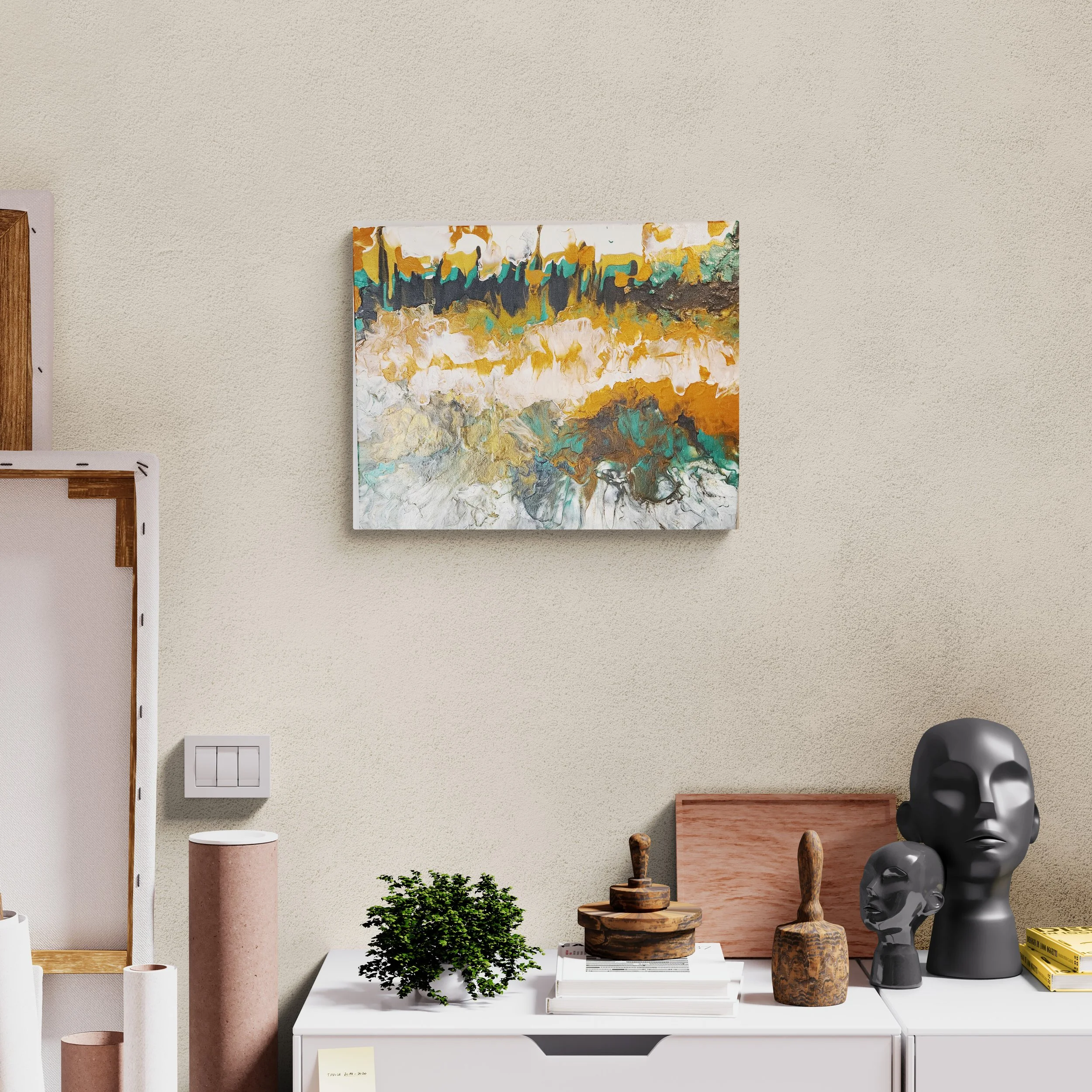 'Metallic waves ' Original Acrylic fluid art.