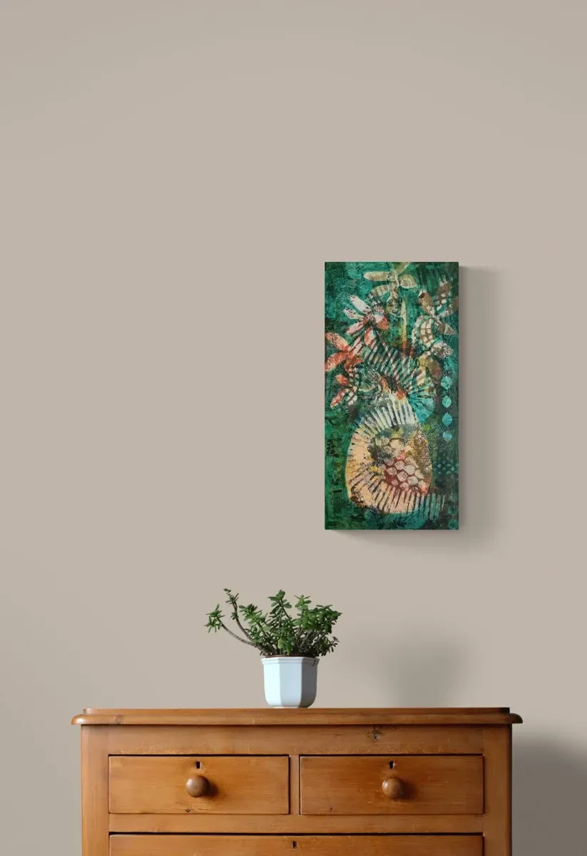 'Vase of flowers' Tall textured original painting