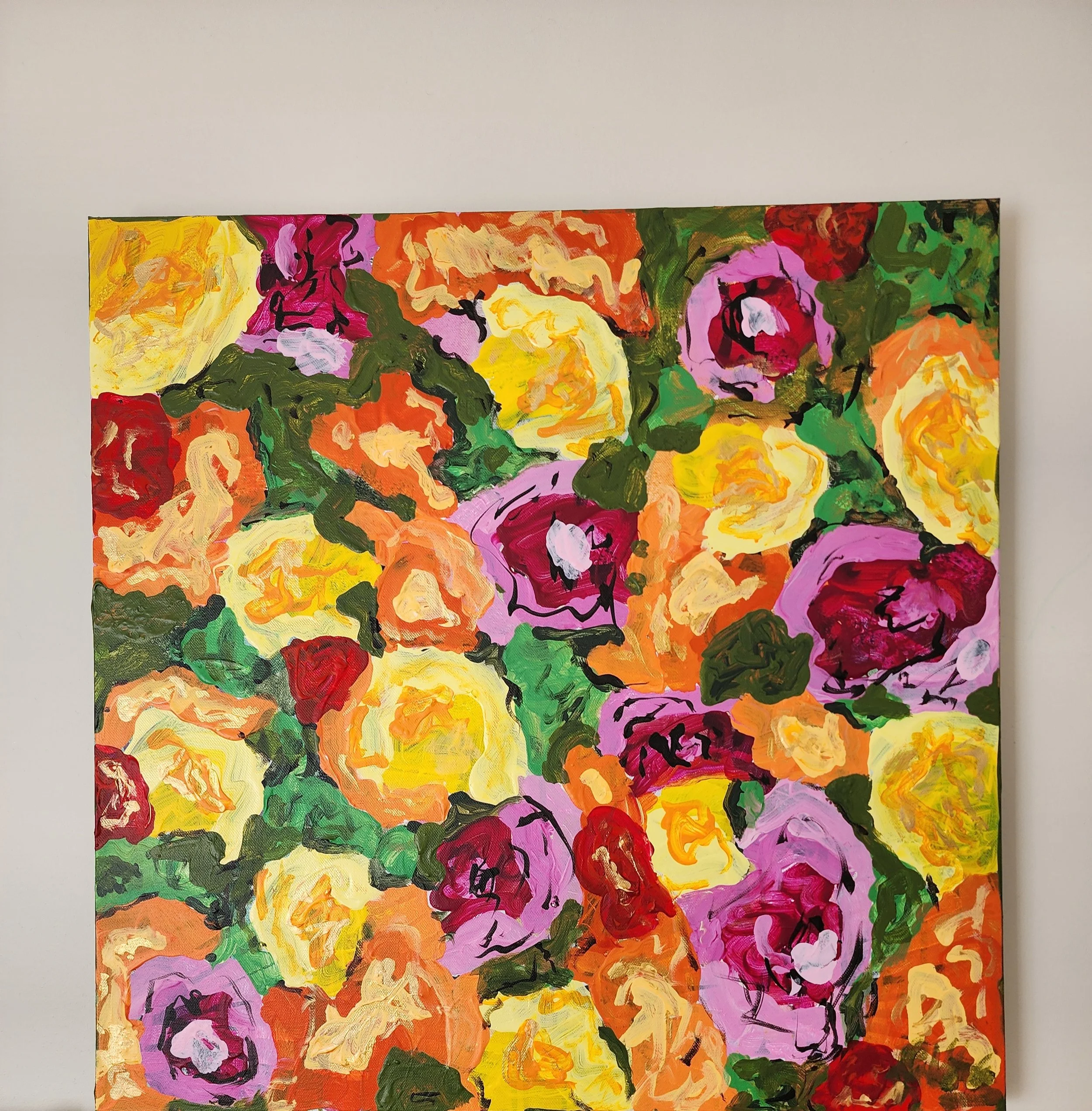 Original Acrylic Floral Abstract   'Floral Explosion'