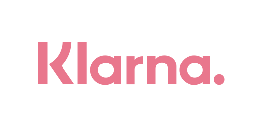 Logo de Klarna en rose sur fond noir.
