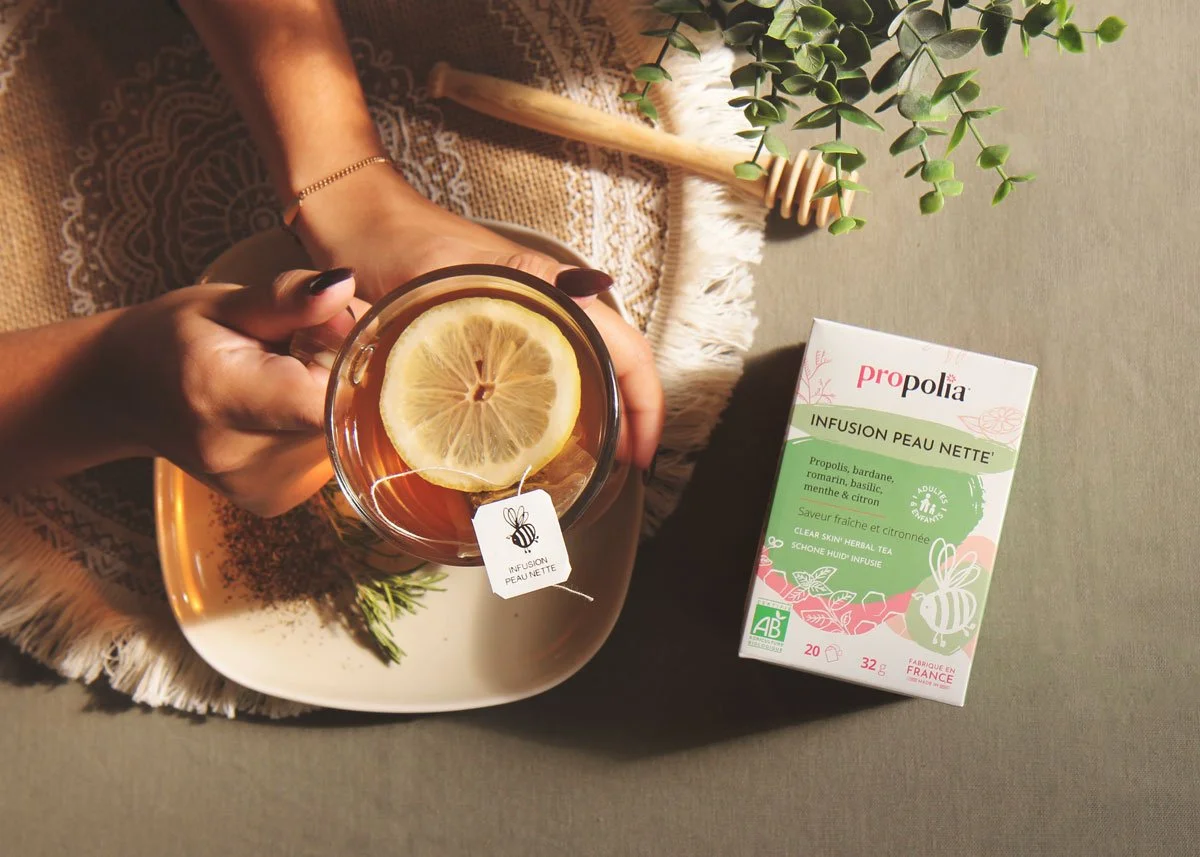 Création des packagings d'infusion bio Propolia et shooting photo