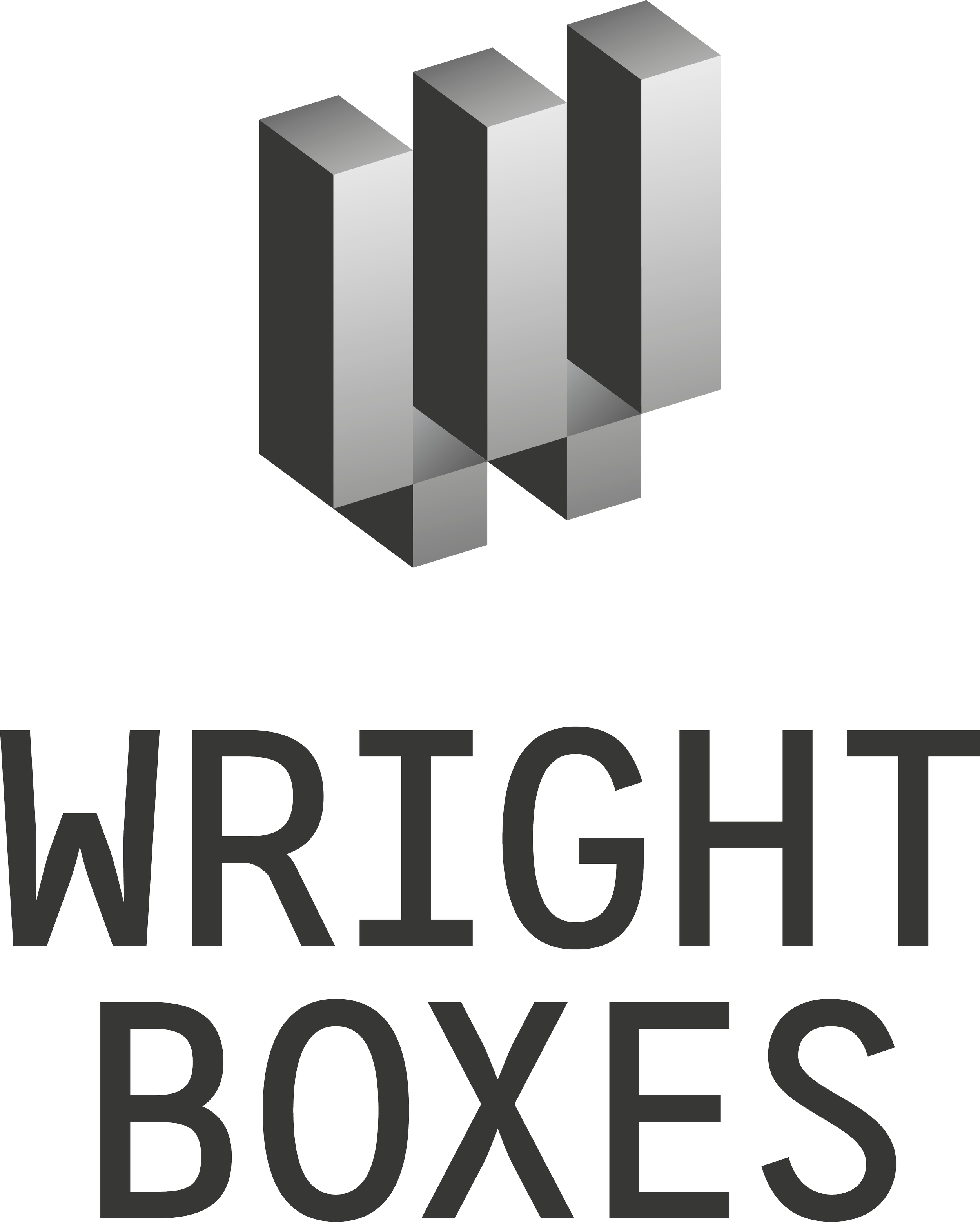 A 3D bar graph with four descending gray bars and the words "Right Boxes" at the bottom.