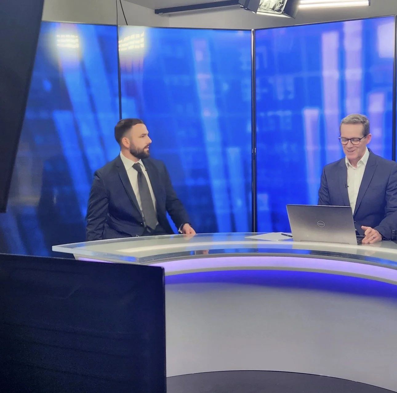 Cameron Papoulias featured in a live television interview discussing portfolio strategy, risk management, and long-term investing.