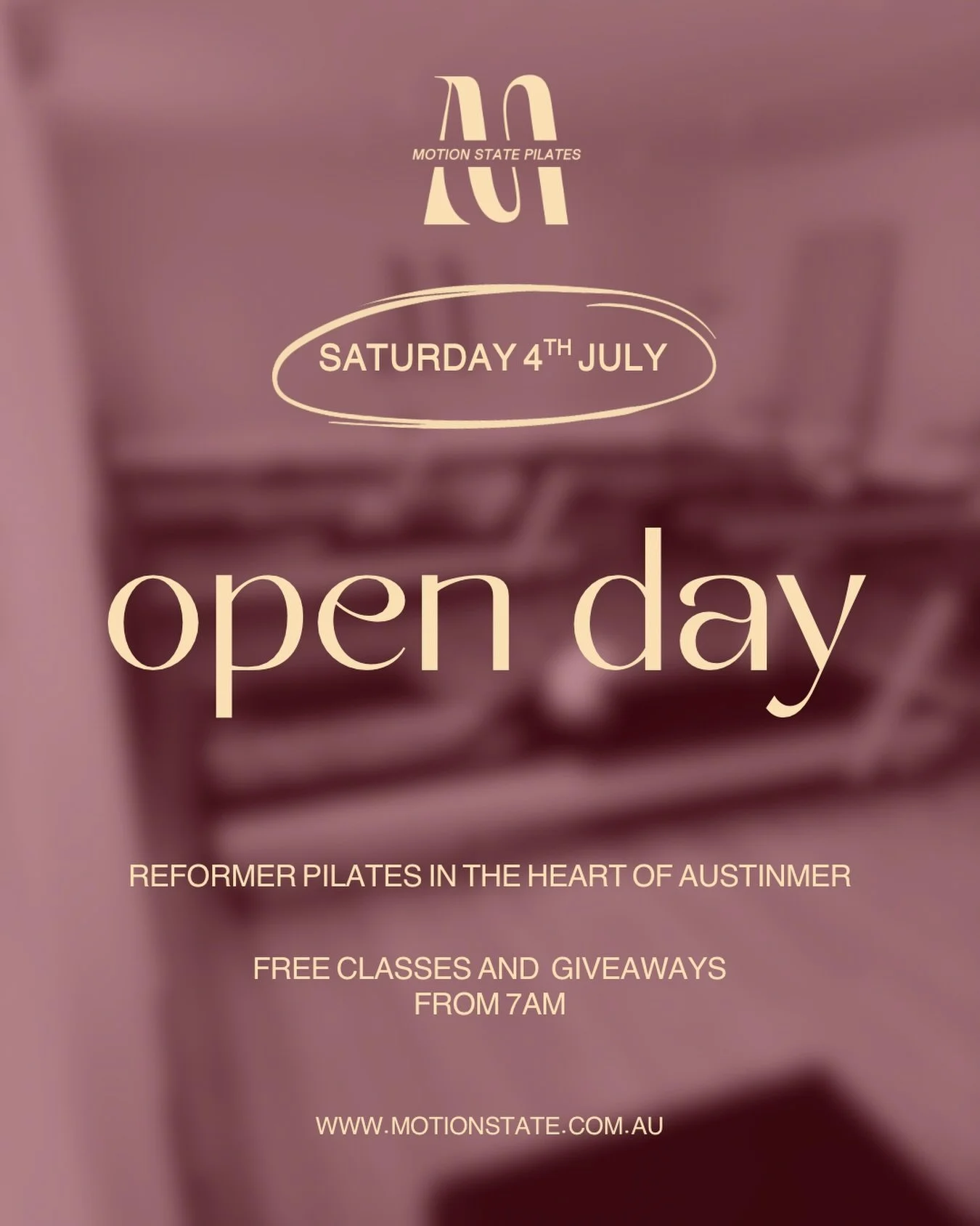 OPEN DAY IS HERE

Join us on Saturday 4th July from 7:00am for our Motion State Open Day.

~ Free classes
~ Prizes to be won
~ Special gifts for those who sign up to a membership on the day

🔗 Book your spot via the link in our bio. 

👋🏼 If you ca
