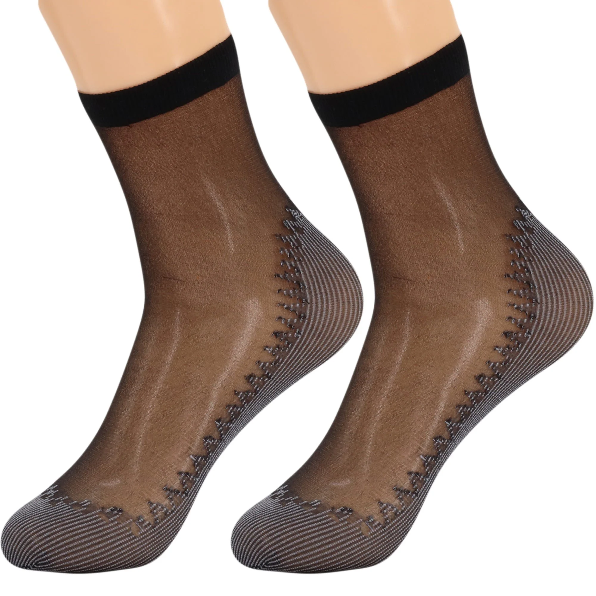 6 Pairs Women's Anti-Slip Sheer Ankle Socks with Cotton Sole and Reinforced Toe