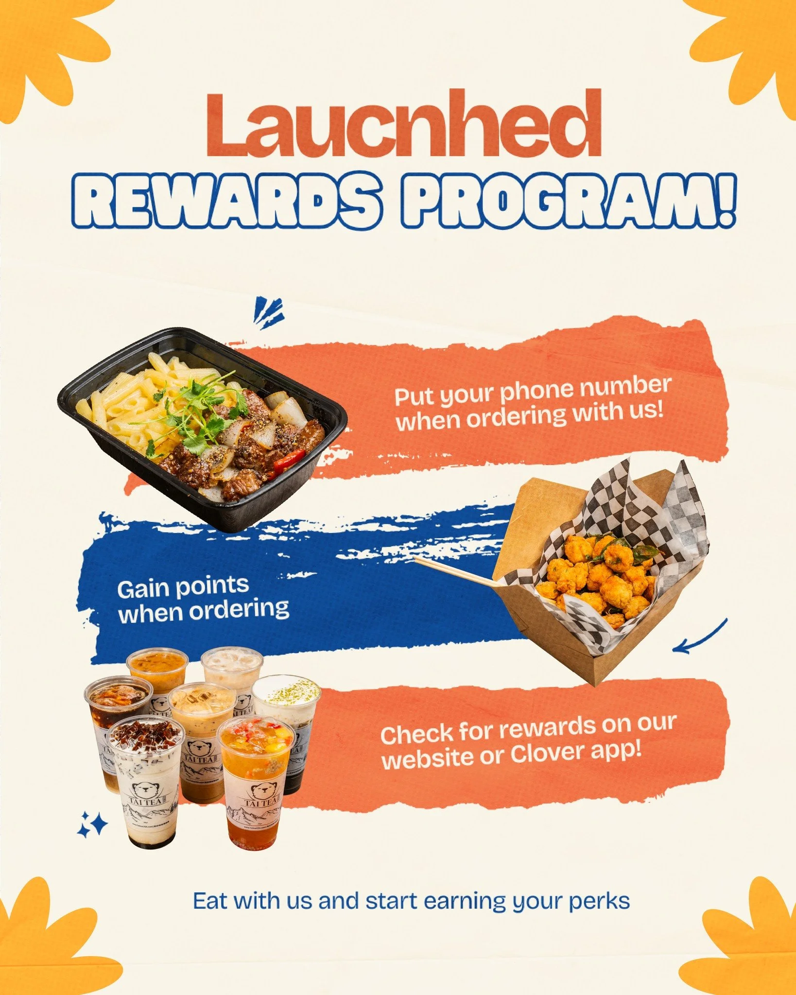 🍜🧋 Your orders just got a little more rewarding! 🎉

We&rsquo;ve officially launched our Rewards Program! Earn points every time you order, then check your rewards right from our website or from the Clover app. 💙

📱 Just enter your phone number w