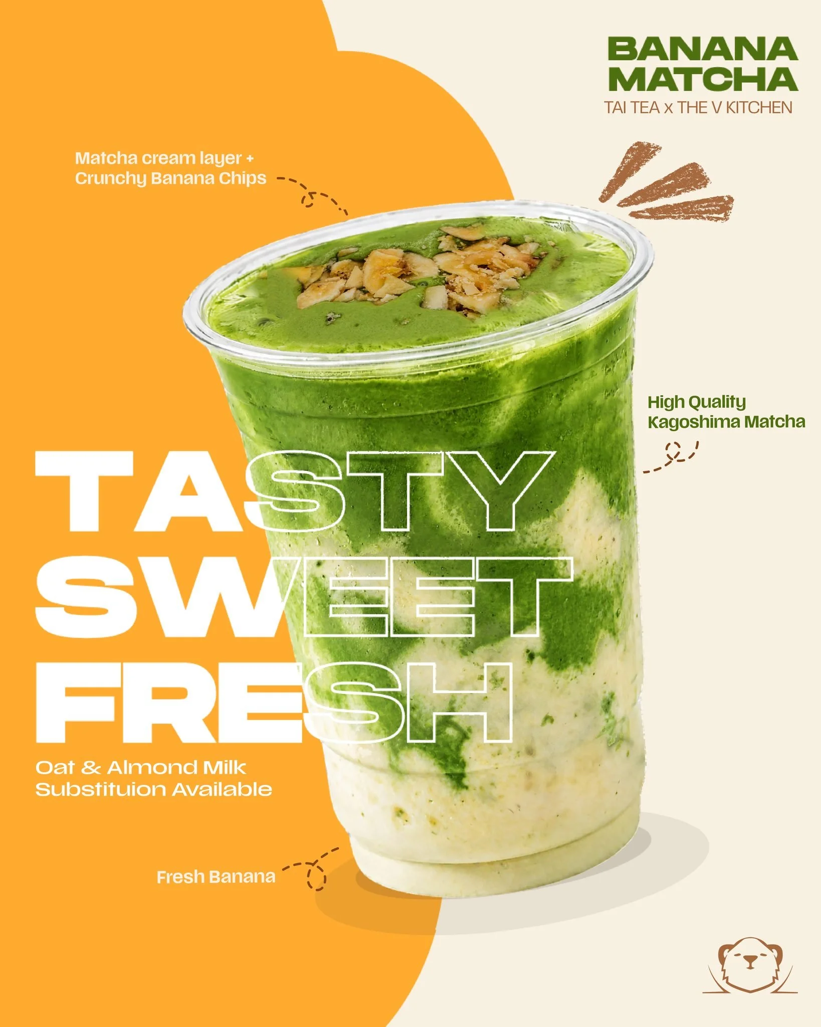🍌🍵 TASTY. SWEET. FRESH. 💚
Come by and take a sip of our Banana Matcha. Fresh bananas, and crunchy banana chips come together with our Kagoshima matcha for the perfect sweet treat. 😋

#OCfoodies #vietnamesefusion #thevkitchen #AnaheimEats #thaitea