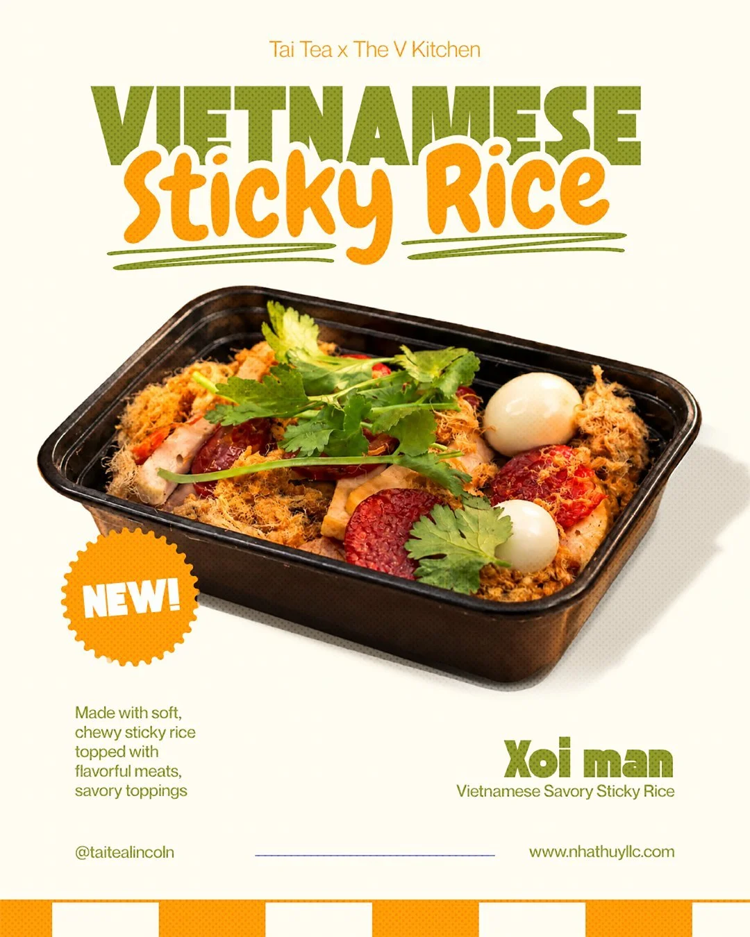 Your new comfort food obsession is here! 
🍚 Meet our Vietnamese Sticky Rice (X&ocirc;i Mặn) with its soft, chewy texture piled high with savory meats, delicious toppings, and fresh herbs in every bite. 🤤💚

Craving something hearty and savory? Come
