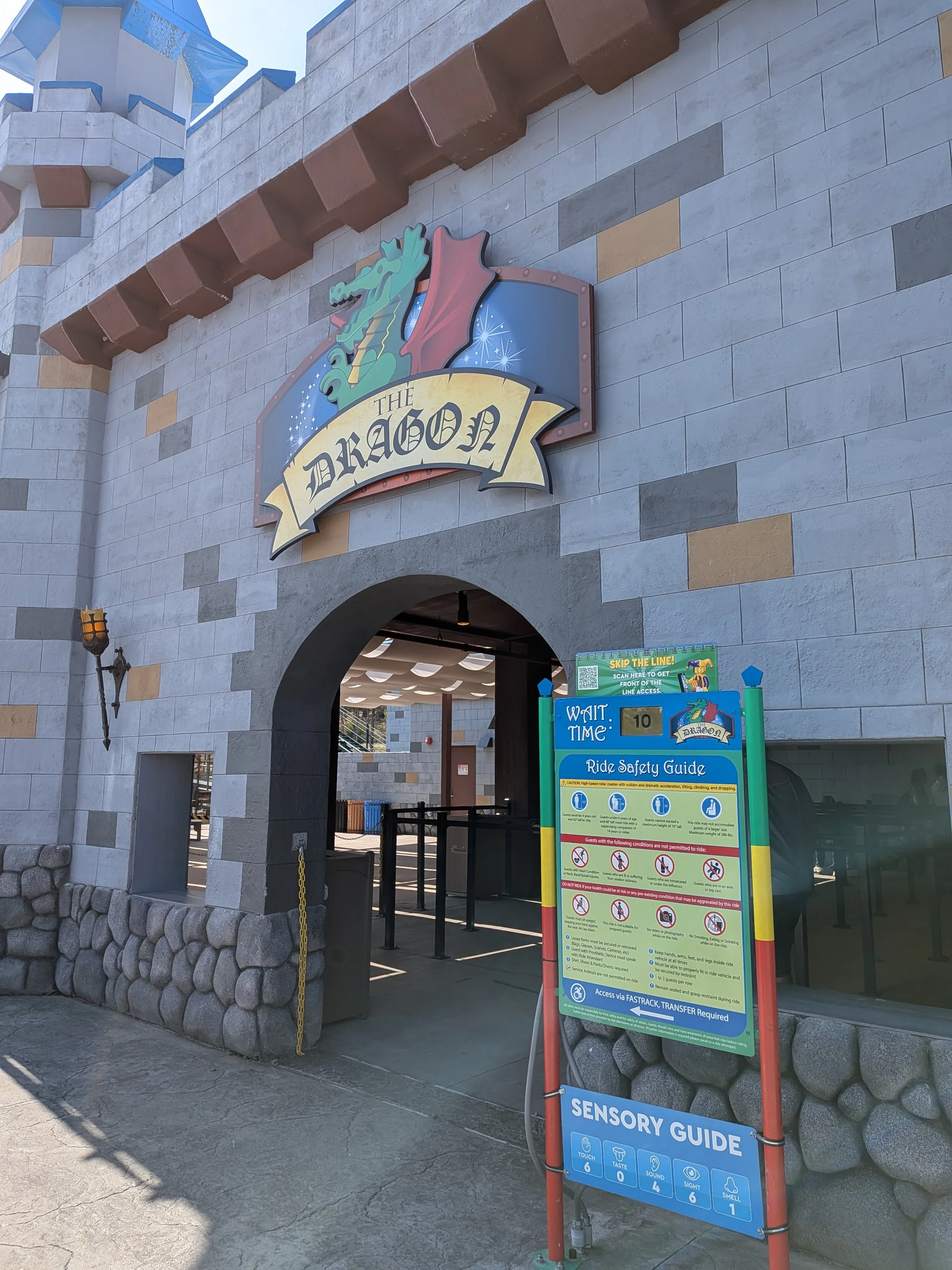Entrance to The Dragon roller coaster at LEGOland NY