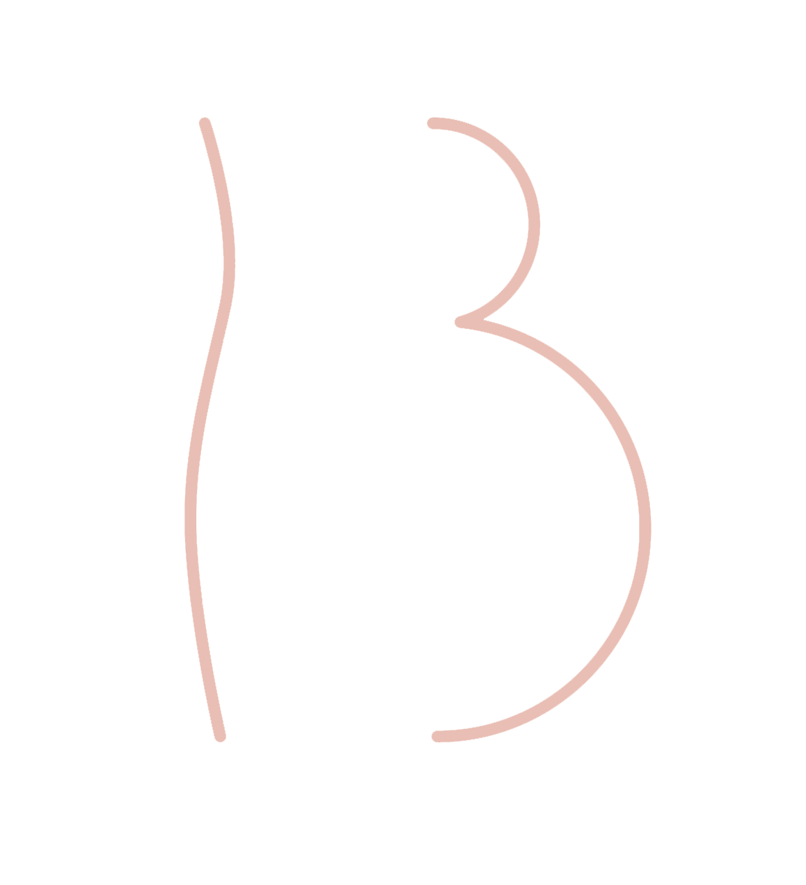 Stylized outline of a breast in pink lines on a black background.