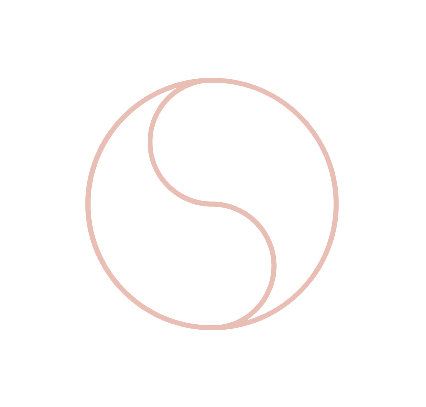 A black background with a light pink yin-yang symbol in the center.