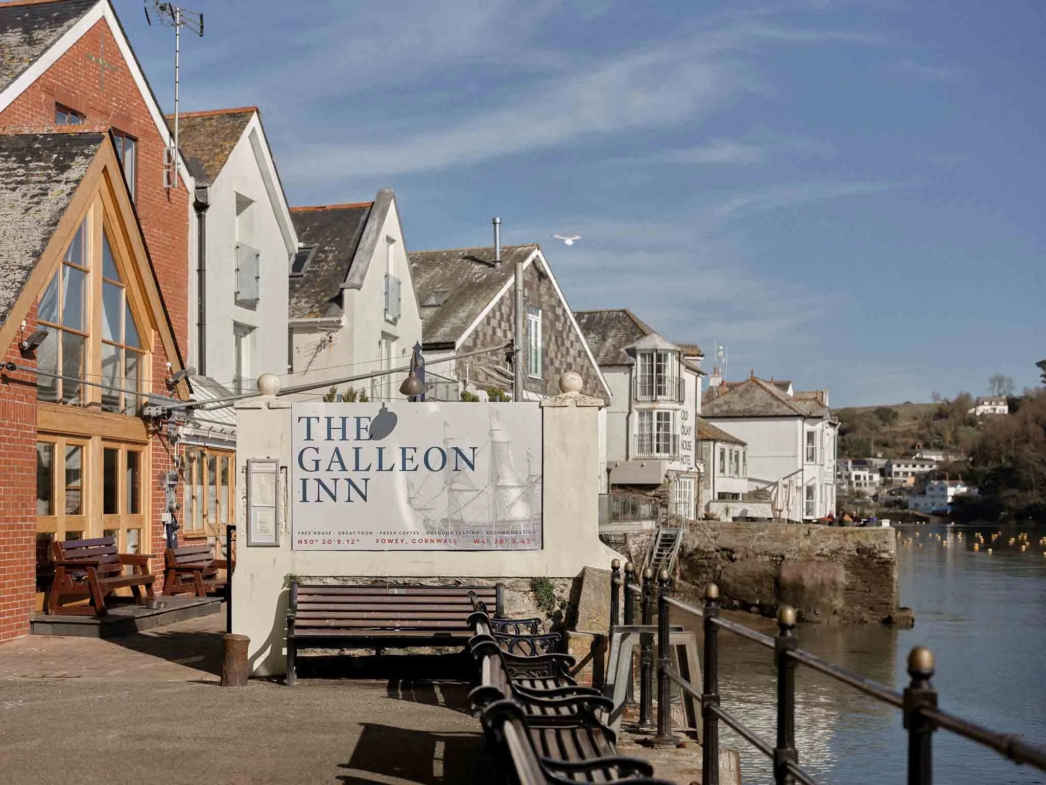 View of The Galleon Inn, Fowey, Cornwall from the quay