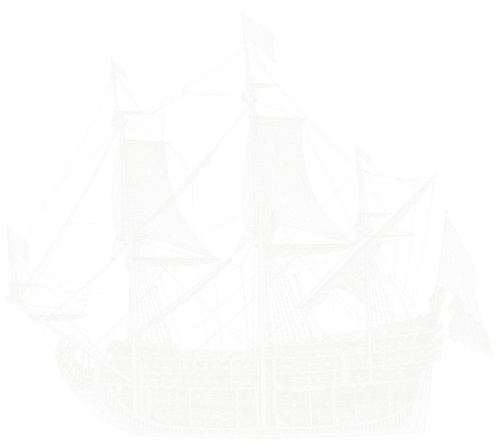 The Galleon Inn logo - hand drawn in white Galleon