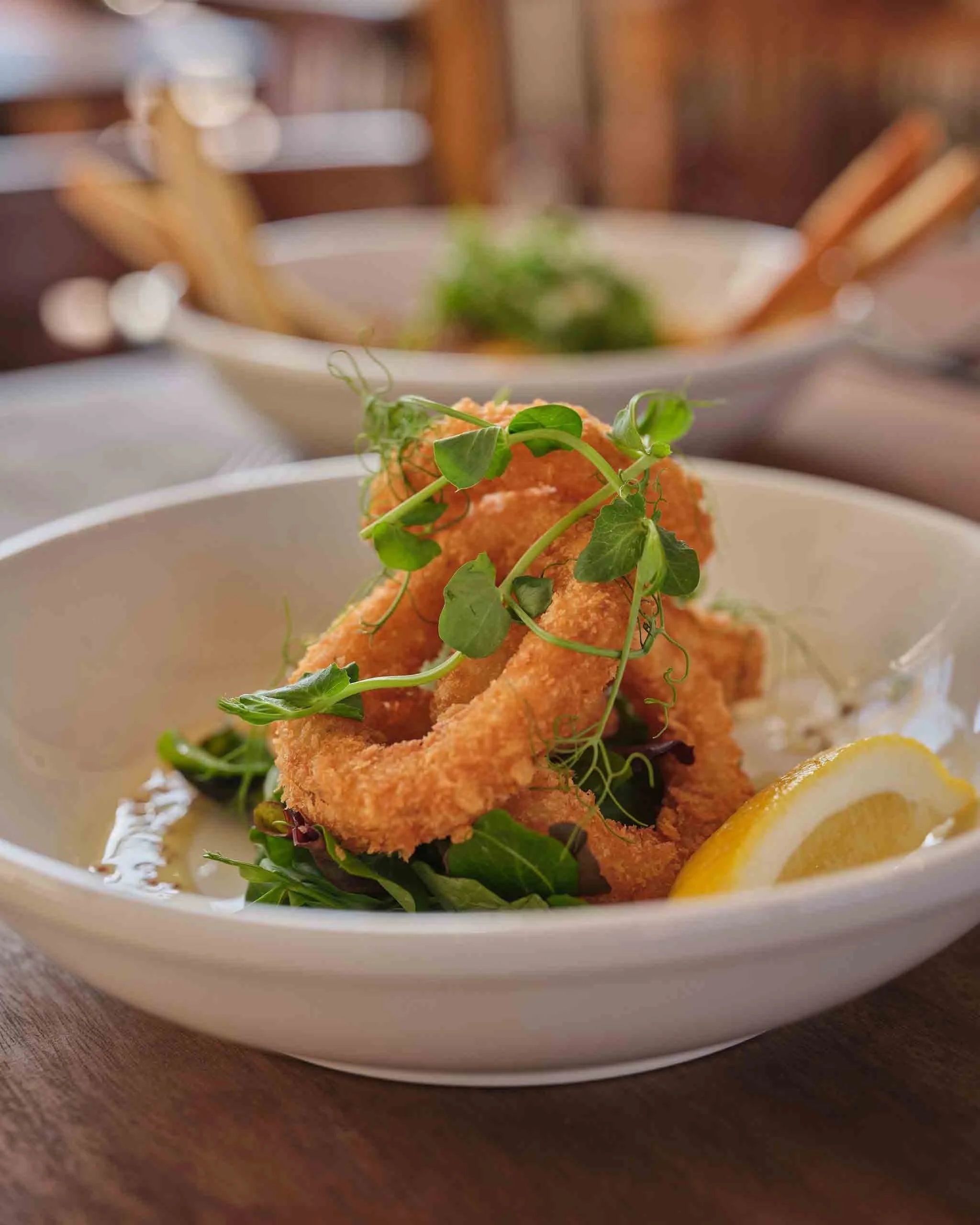 Delicious food at the Galleon In Fowey, crispy calamari, riverside pub