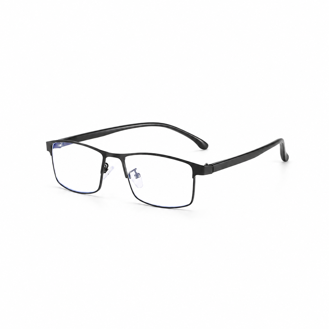 Blue Light Semi-Rimless Rectangle Reading Glasses with Metal Frame