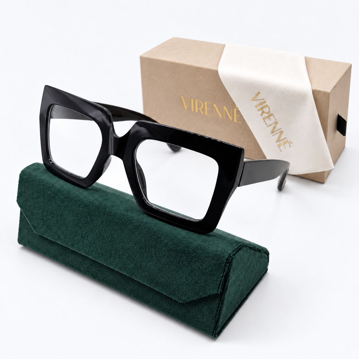 Chic Large Frame Black Square Glasses