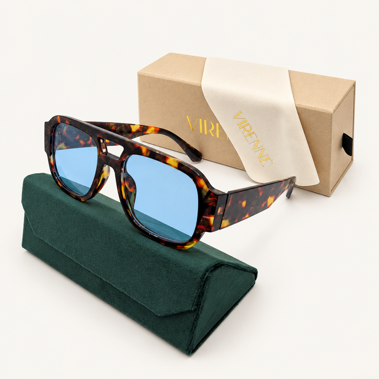 Blue Ember – Tortoiseshell Unisex Sunglasses with Blue Lenses