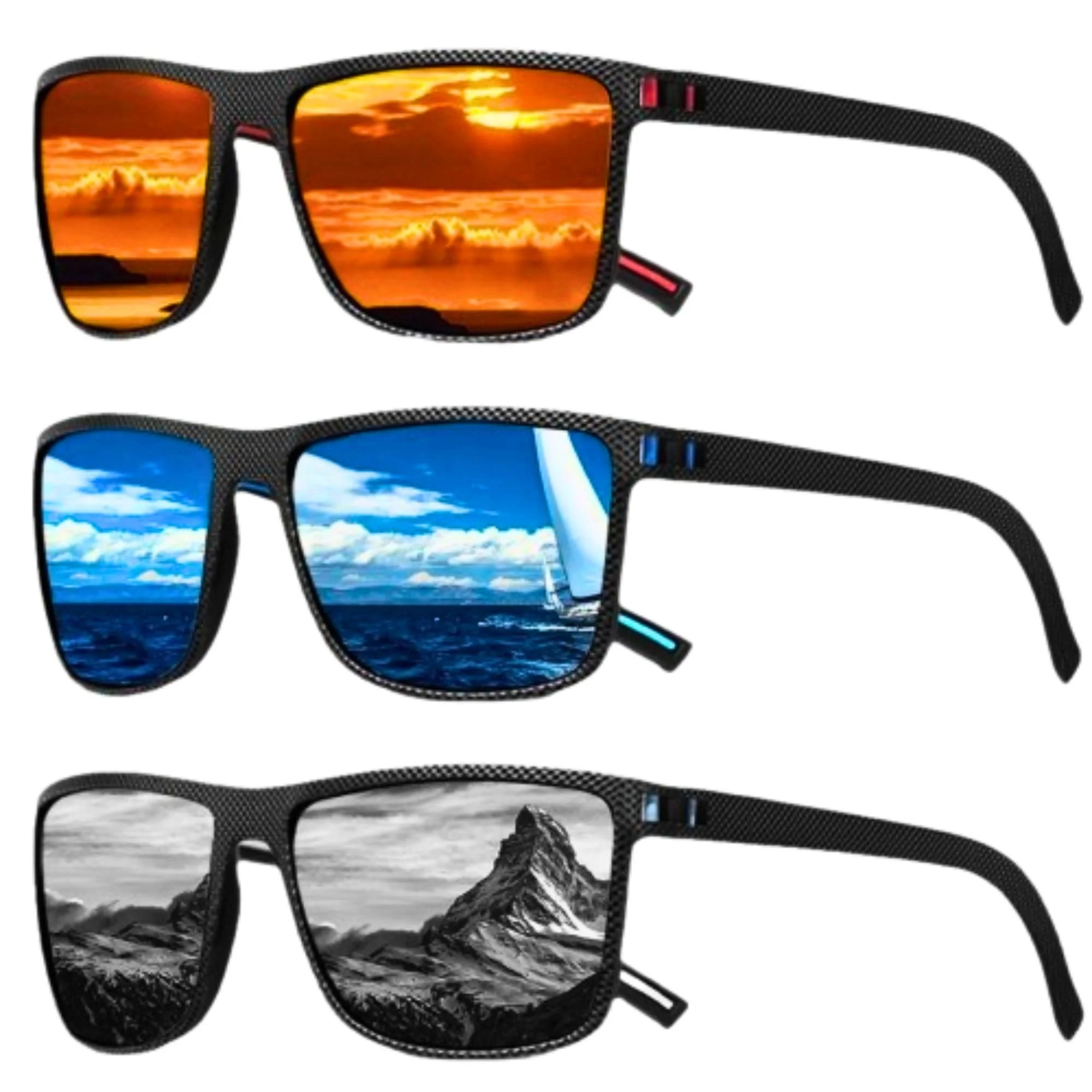 Men’s Sport Square Sunglasses with Mirrored Tinted Lenses UV400