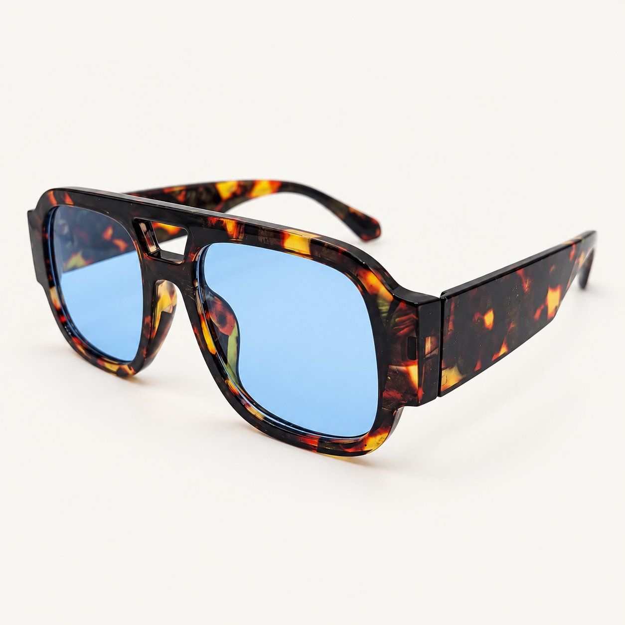 Double beam unisex sunglasses blue lens (5).png