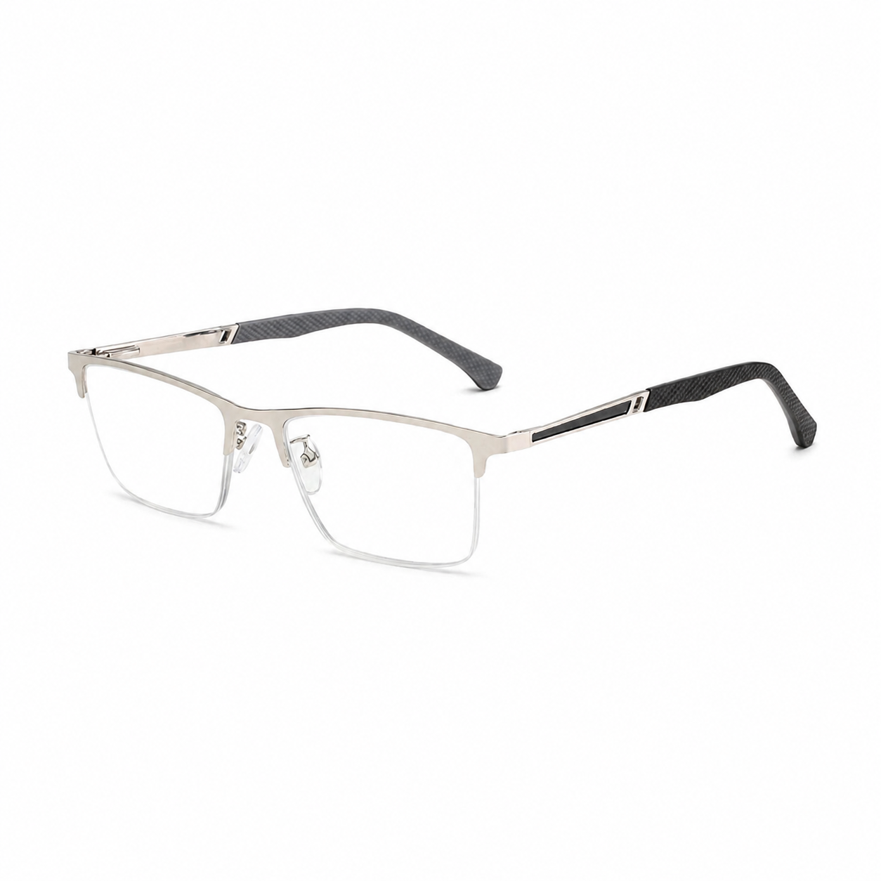 Men’s Semi-Rimless Rectangle Reading Glasses with Metal Frame