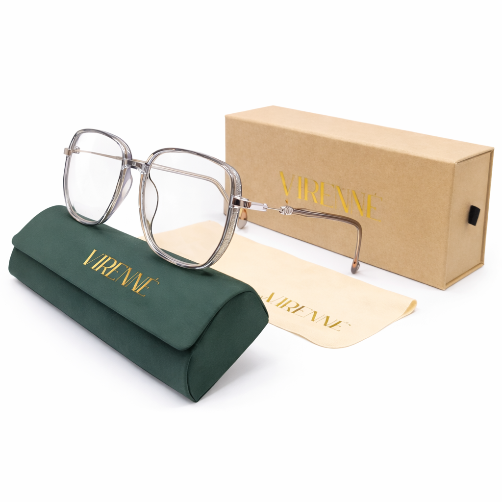 Women’s Oversized Square Reading Glasses – Anti Blue Light Grey Diamond Frame