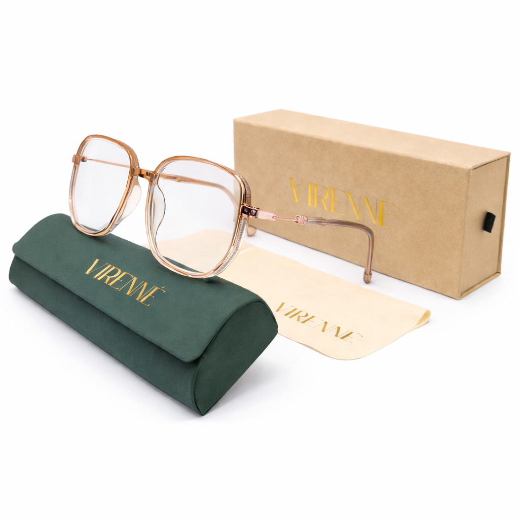 Women’s Oversized Square Reading Glasses – Anti Blue Light Brown Diamond Frame