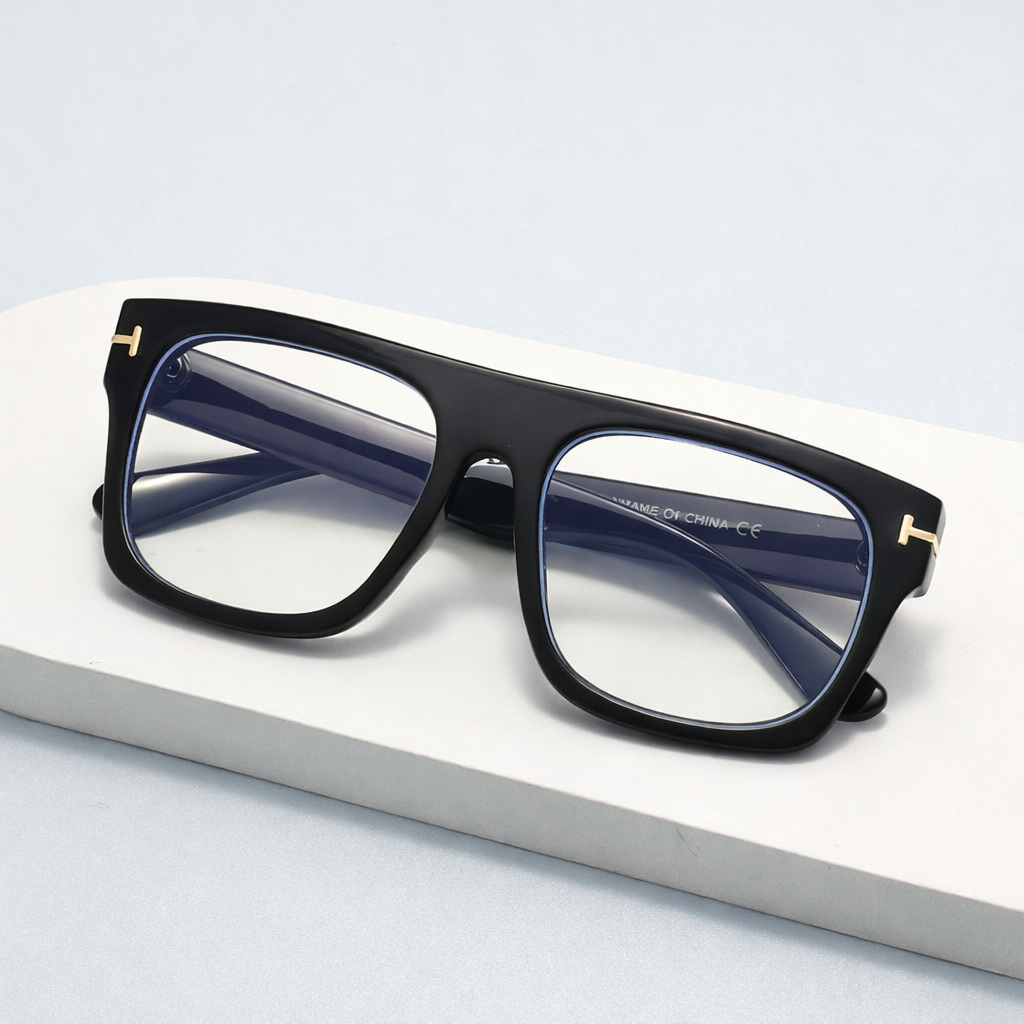VIRENNE oversized square reading glasses with a thick black frame