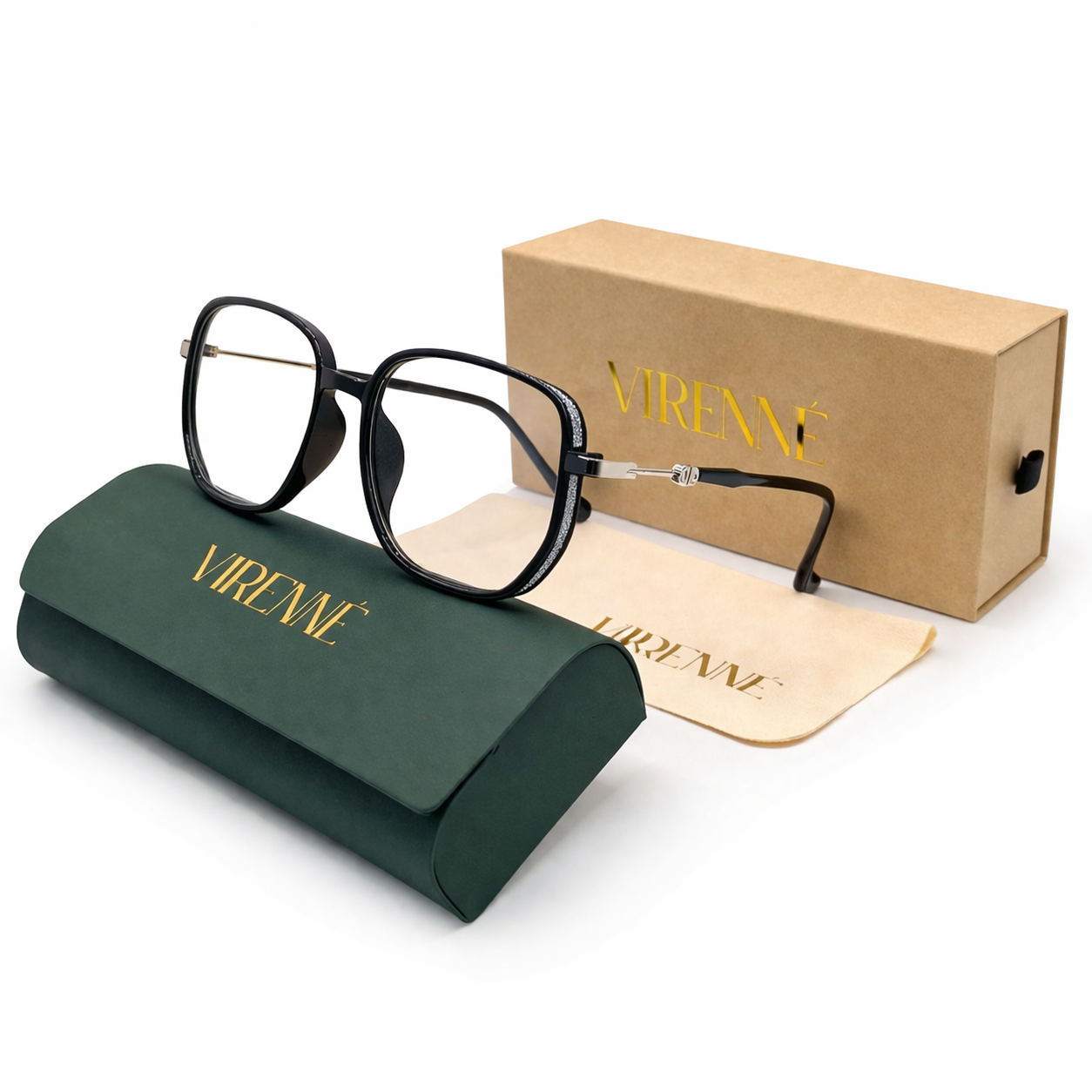 Women’s Oversized Square Reading Glasses – Anti Blue Light - Black Diamond Frame