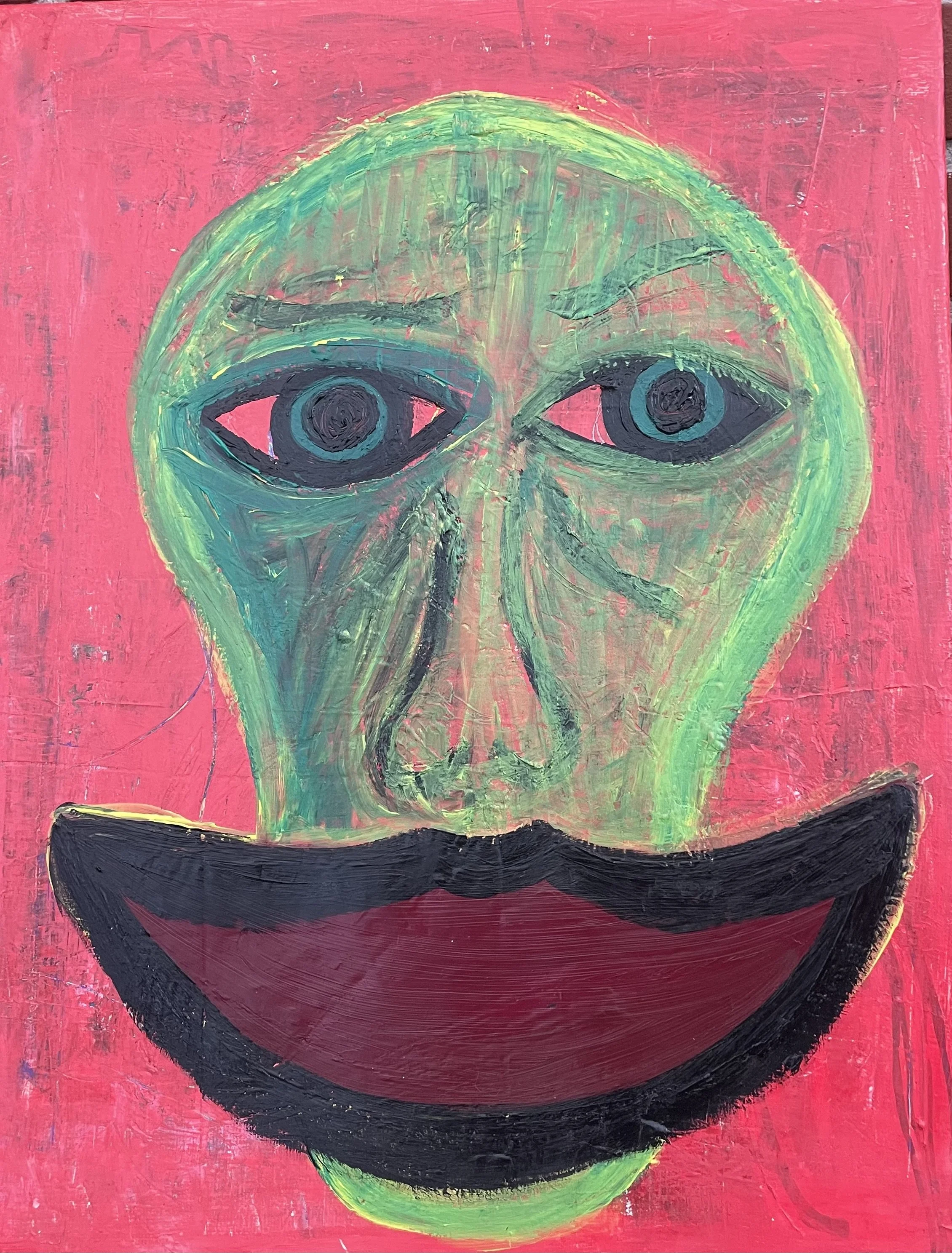 "Crimson lips within an extravagant non-binary universe 002”, akryl på lærred, 40 x 60 - 2025