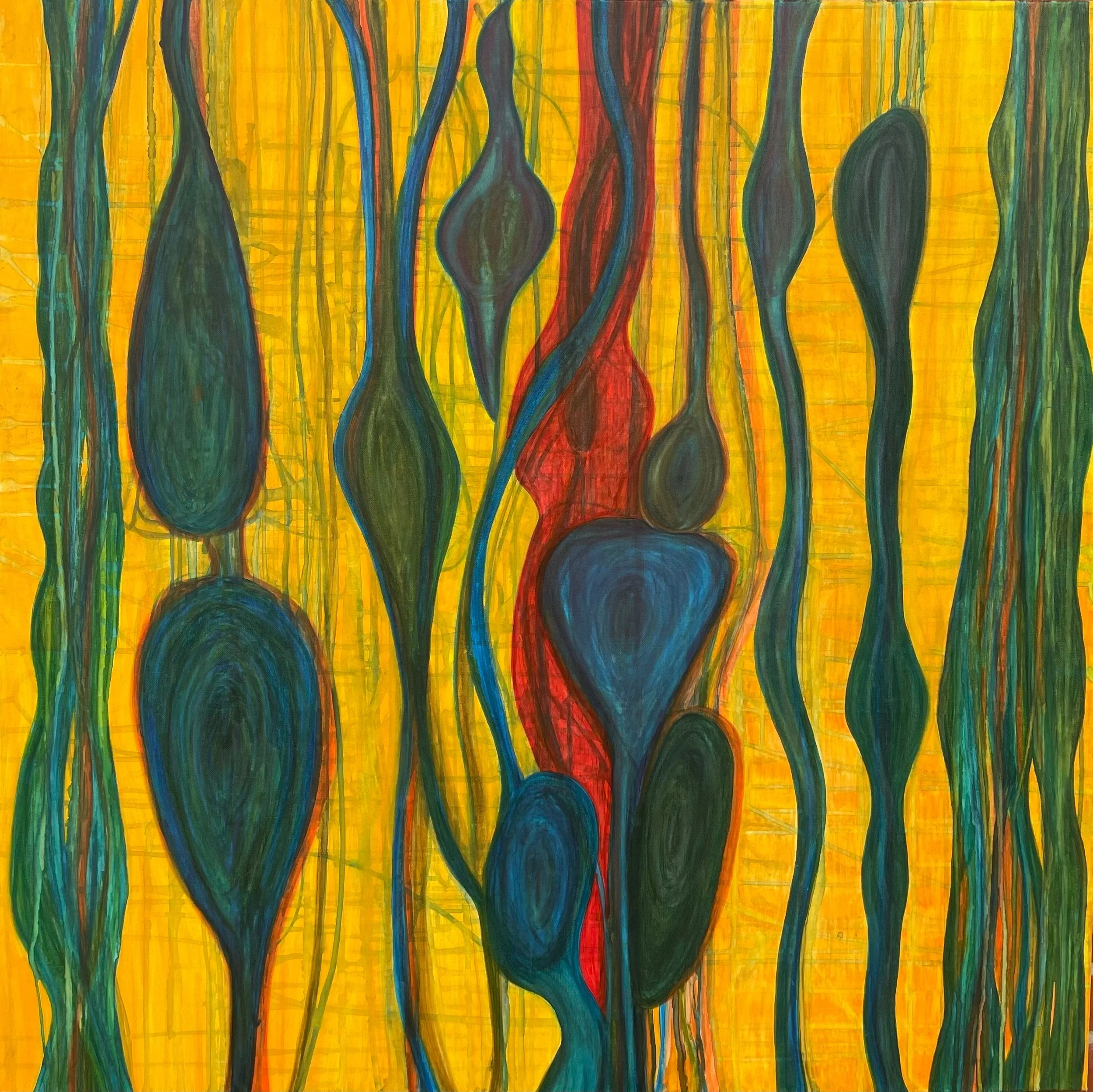 “The beginning of life”, akvarel på lærred, 100 x 100 - 2025