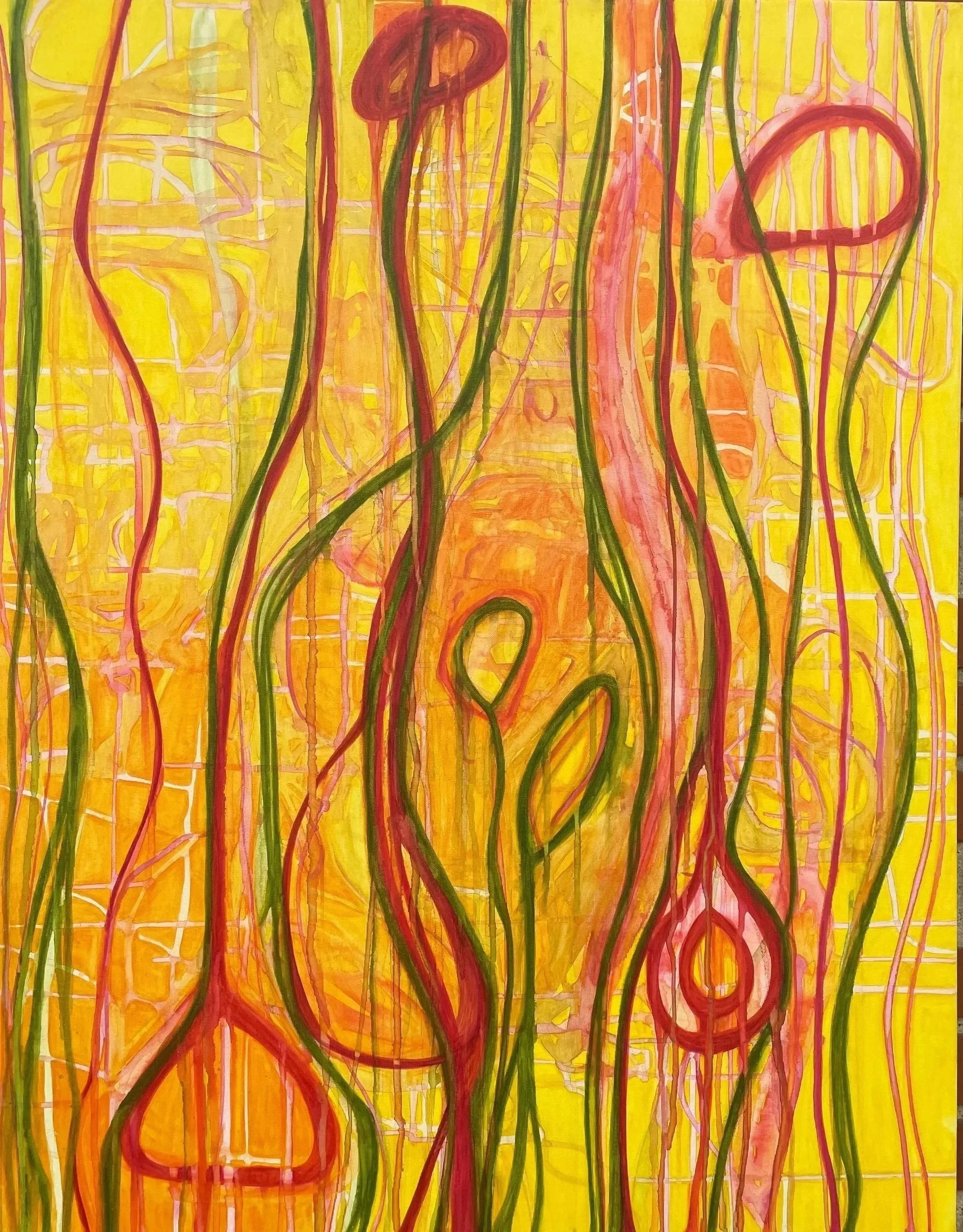 "In a sea of bleeding seaweed", akvarel på lærred, 70 x 90 - 2025