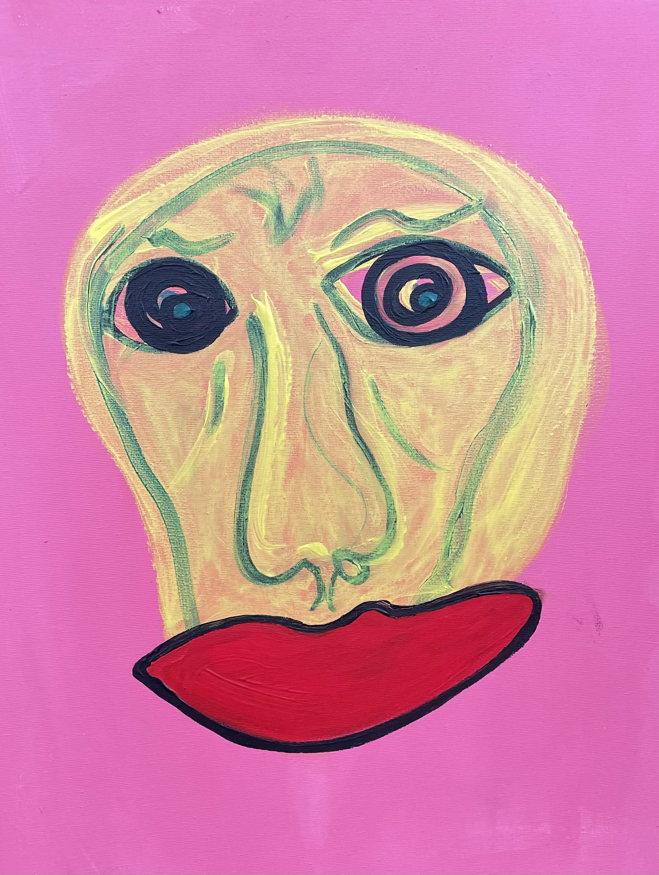 "Crimson lips within an extravagant non-binary universe 001”, akryl på lærred, 40 x 60 - 2025