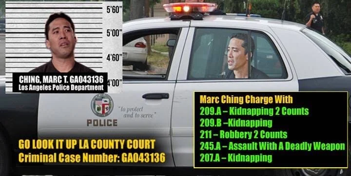 Marc Ching arrested for Kidnapping, Assault with a deadly weapon and Robbery
