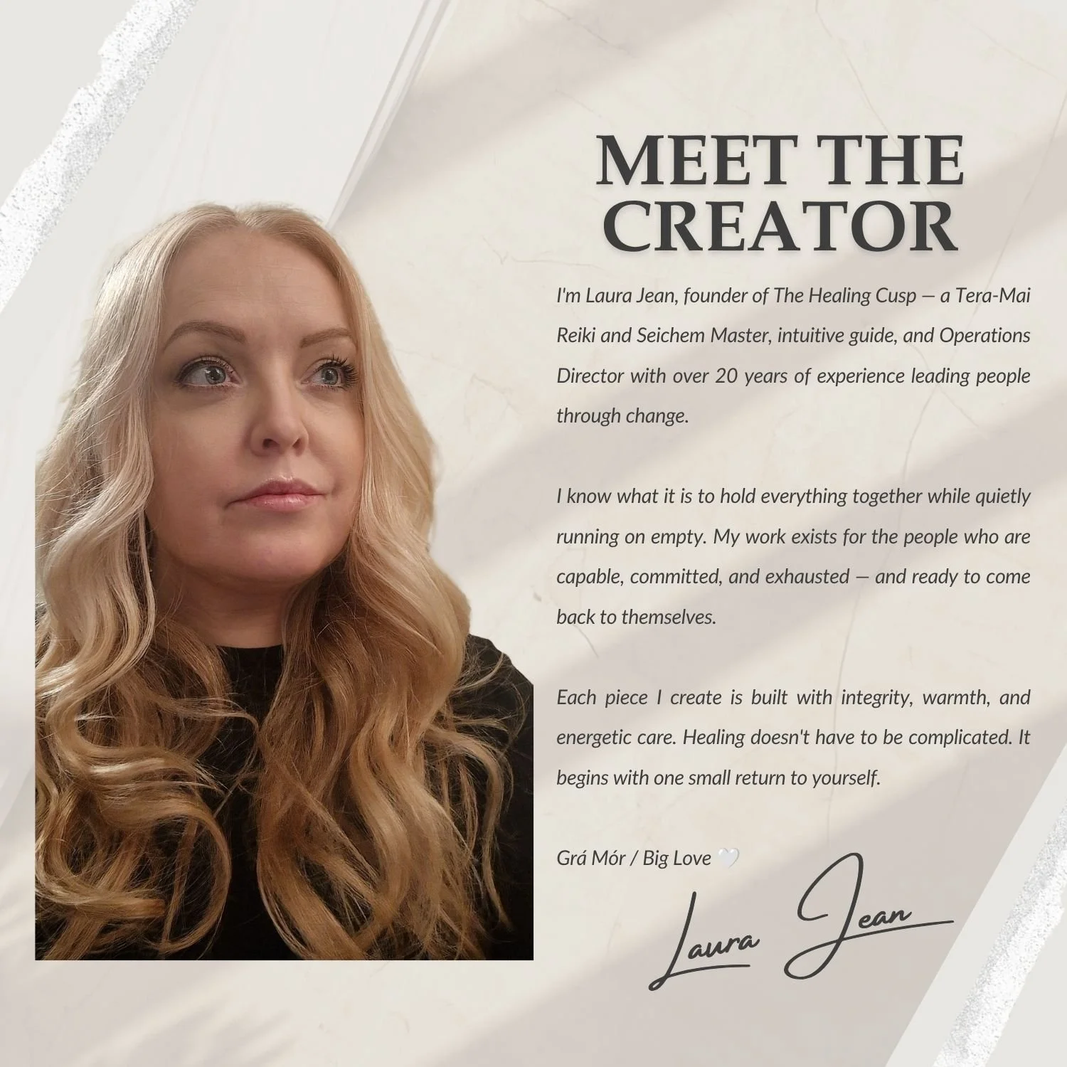 Laura Jean founder of The Healing Cusp Reiki and Seichem Master