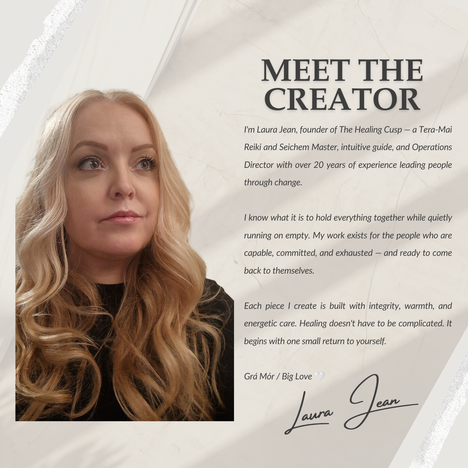Laura Jean founder of The Healing Cusp Tera-Mai Reiki and Seichem Master