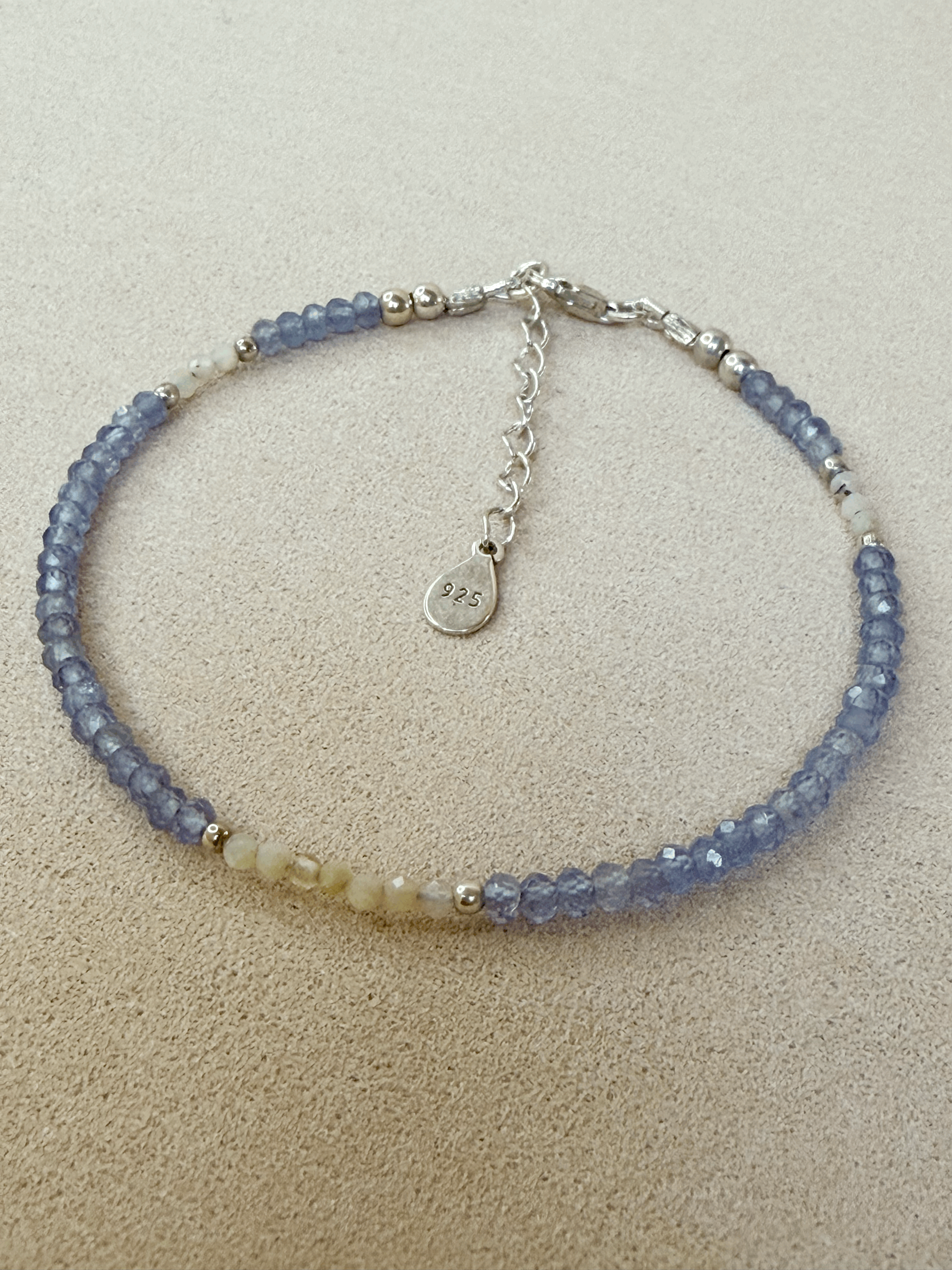 Minimalist Pink Opal and Tanzanite Bracelet