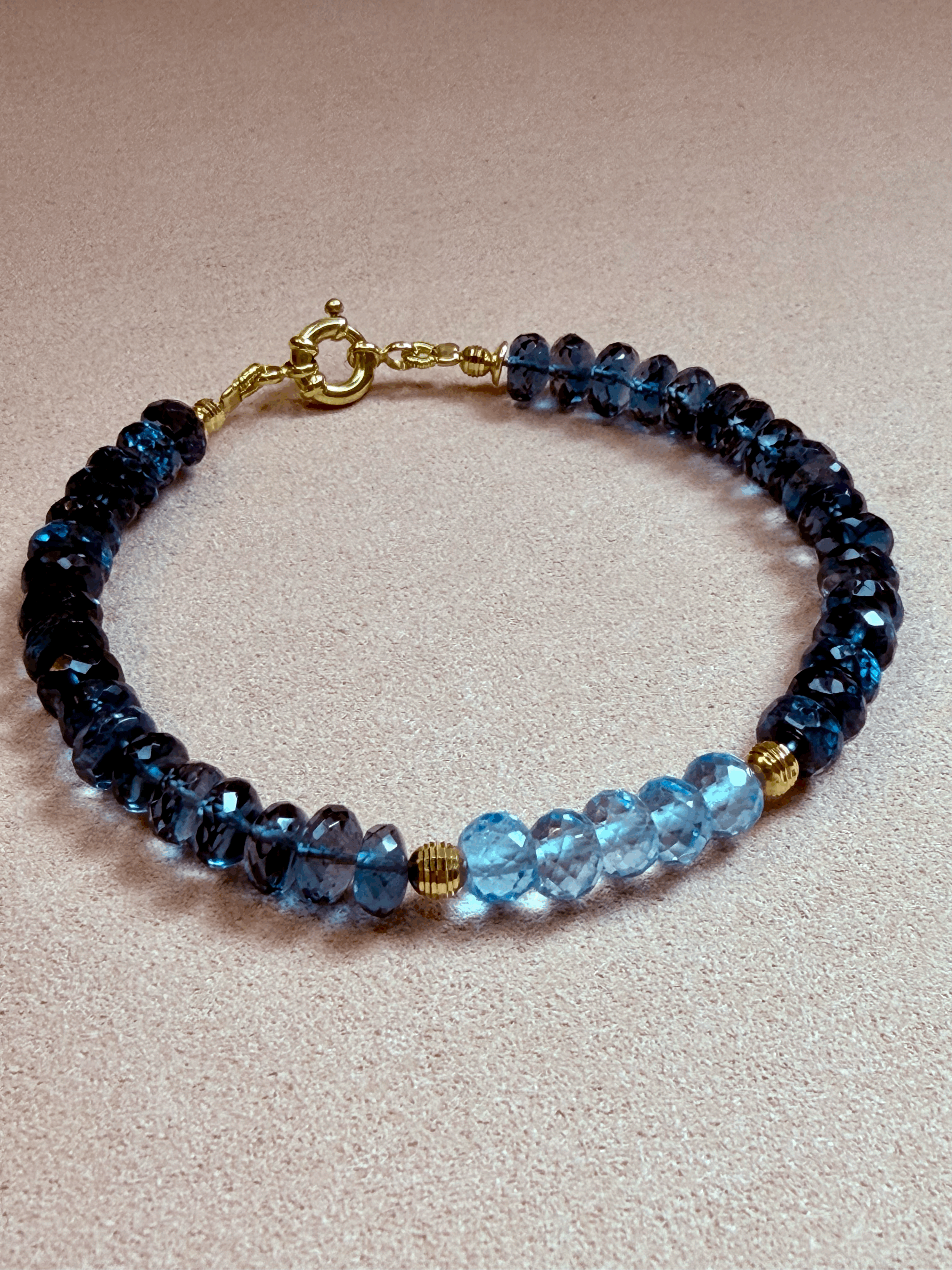 London Blue and Sky Blue Topaz Bracelet with 18K Gold