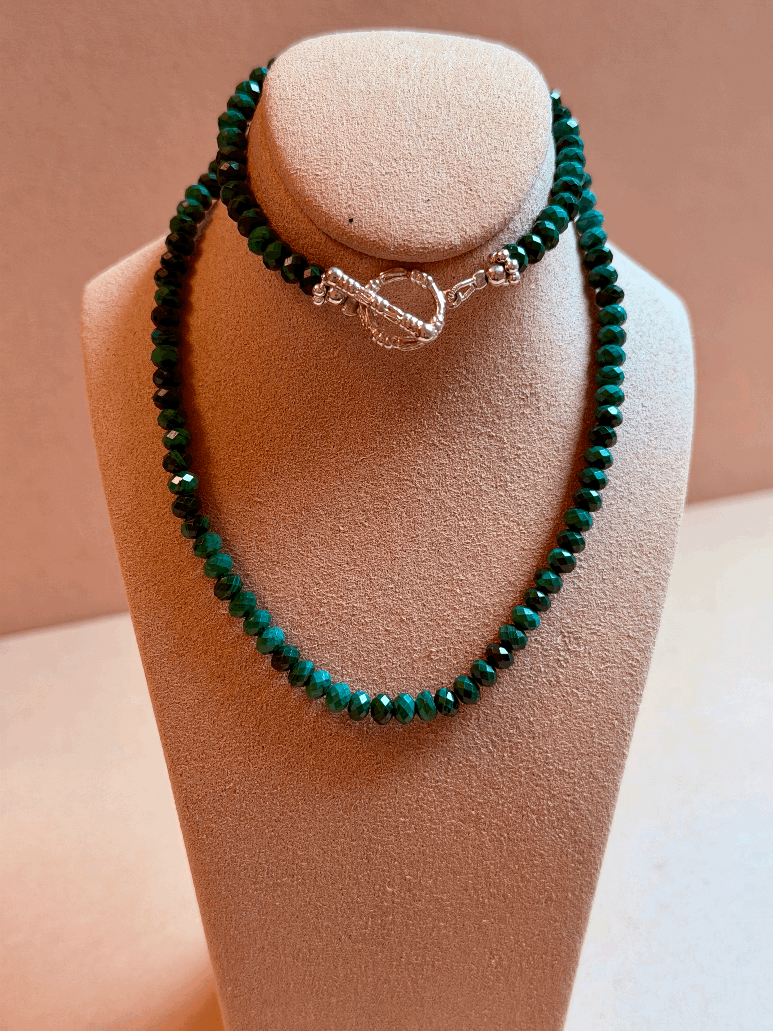 Elegant Malachite and Sterling Silver Necklace